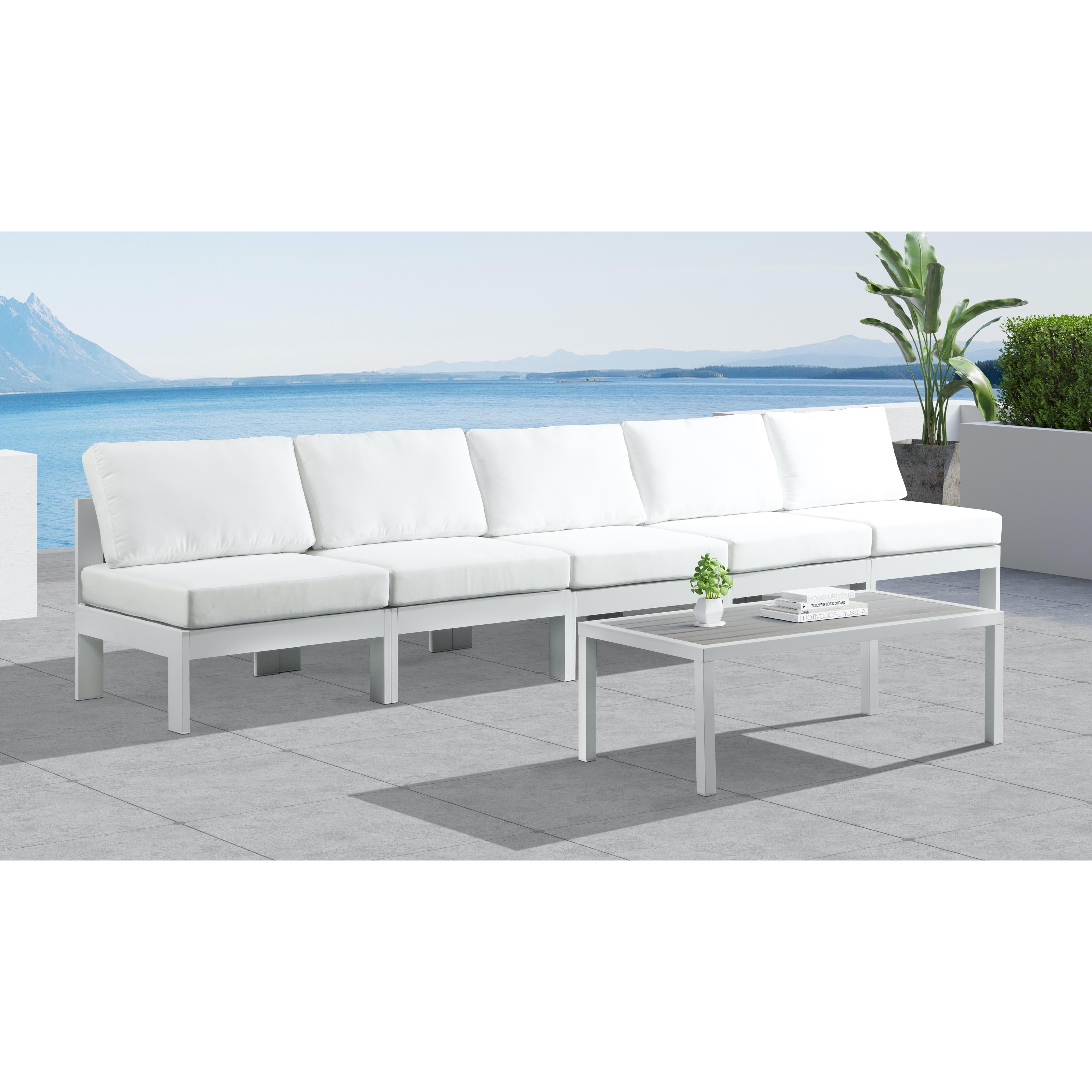 Meridian Nizuc White Water Resistant Fabric Outdoor Patio Modular Sofa