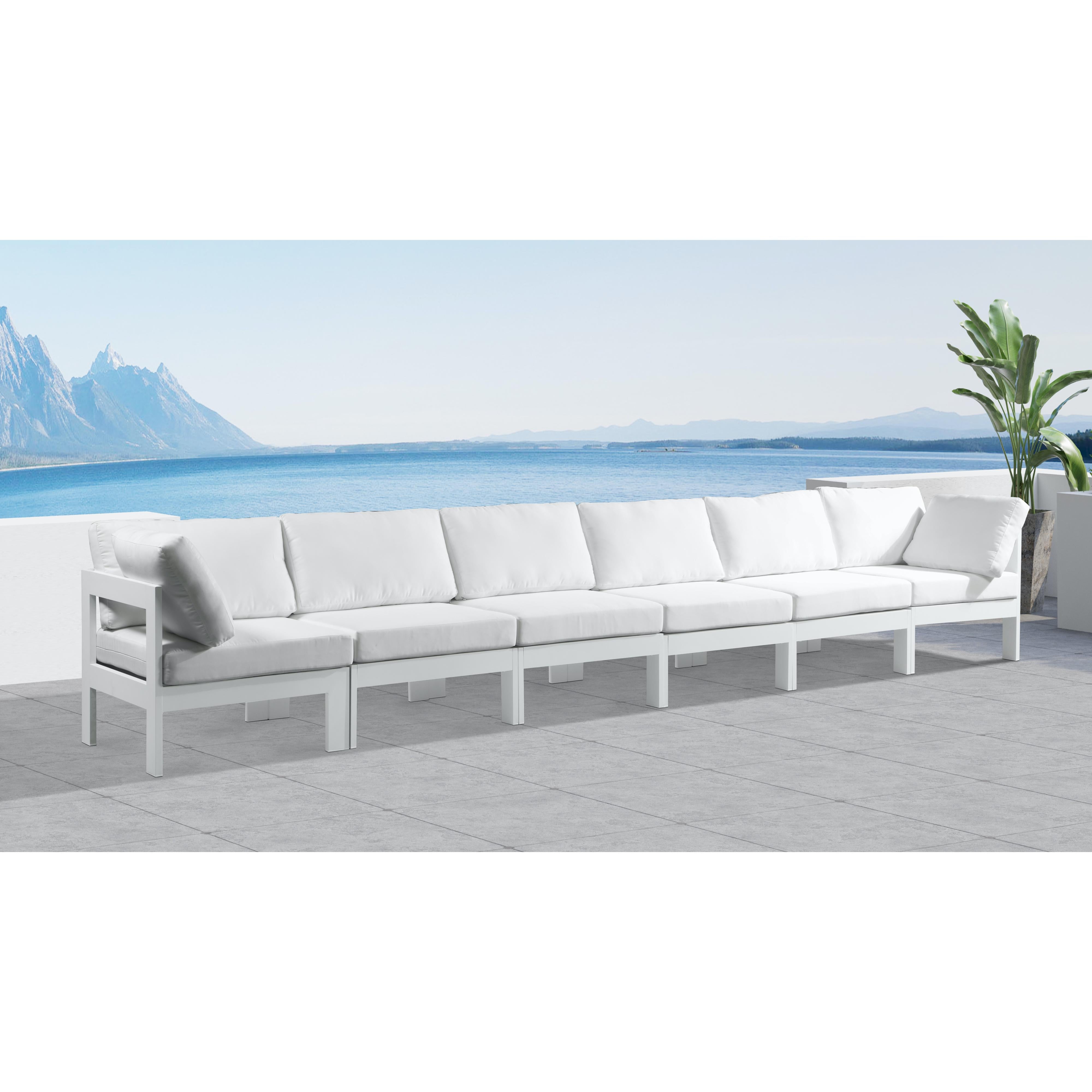 Meridian Nizuc White Water Resistant Fabric Outdoor Patio Modular Sofa
