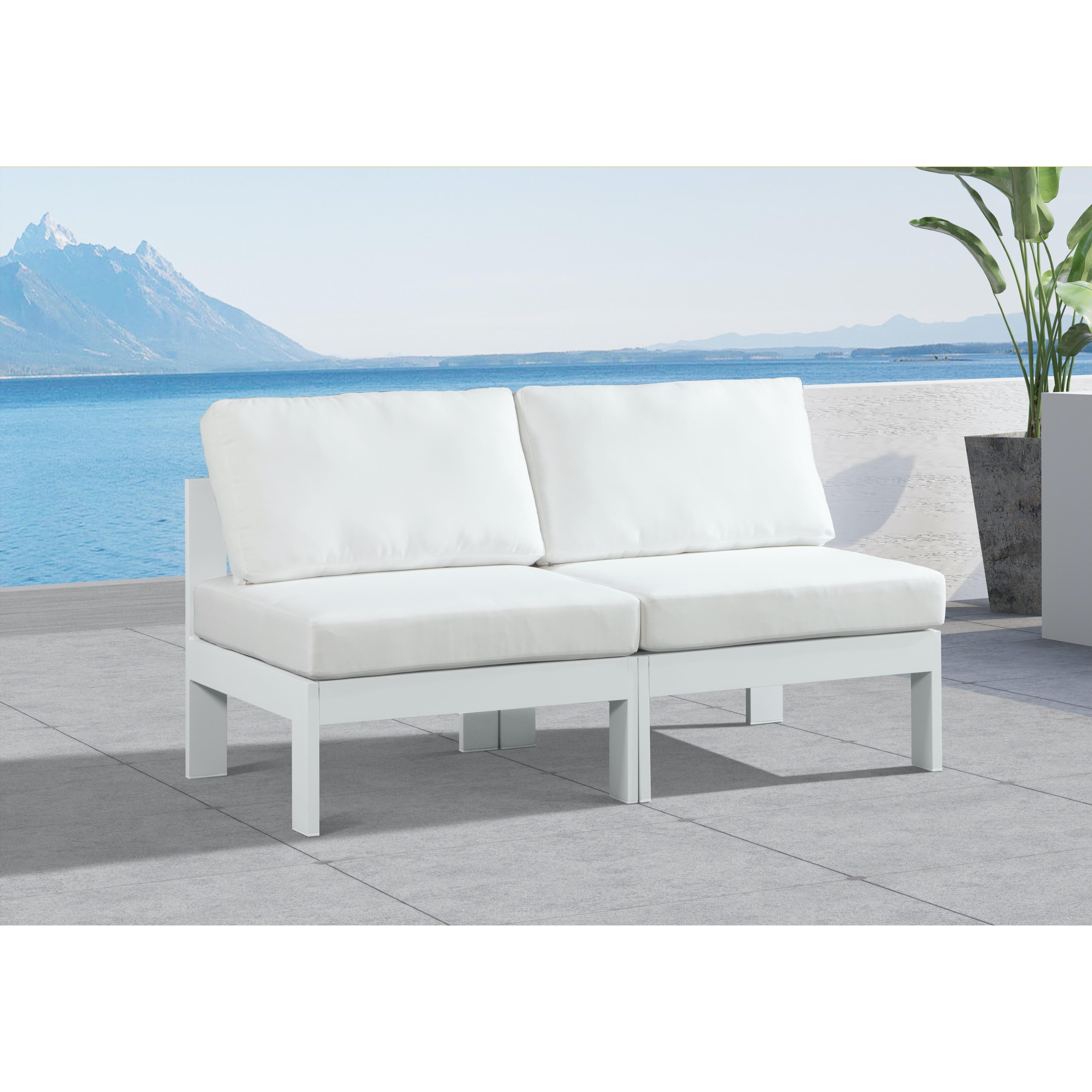 Meridian Nizuc White Water Resistant Fabric Outdoor Patio Modular Sofa
