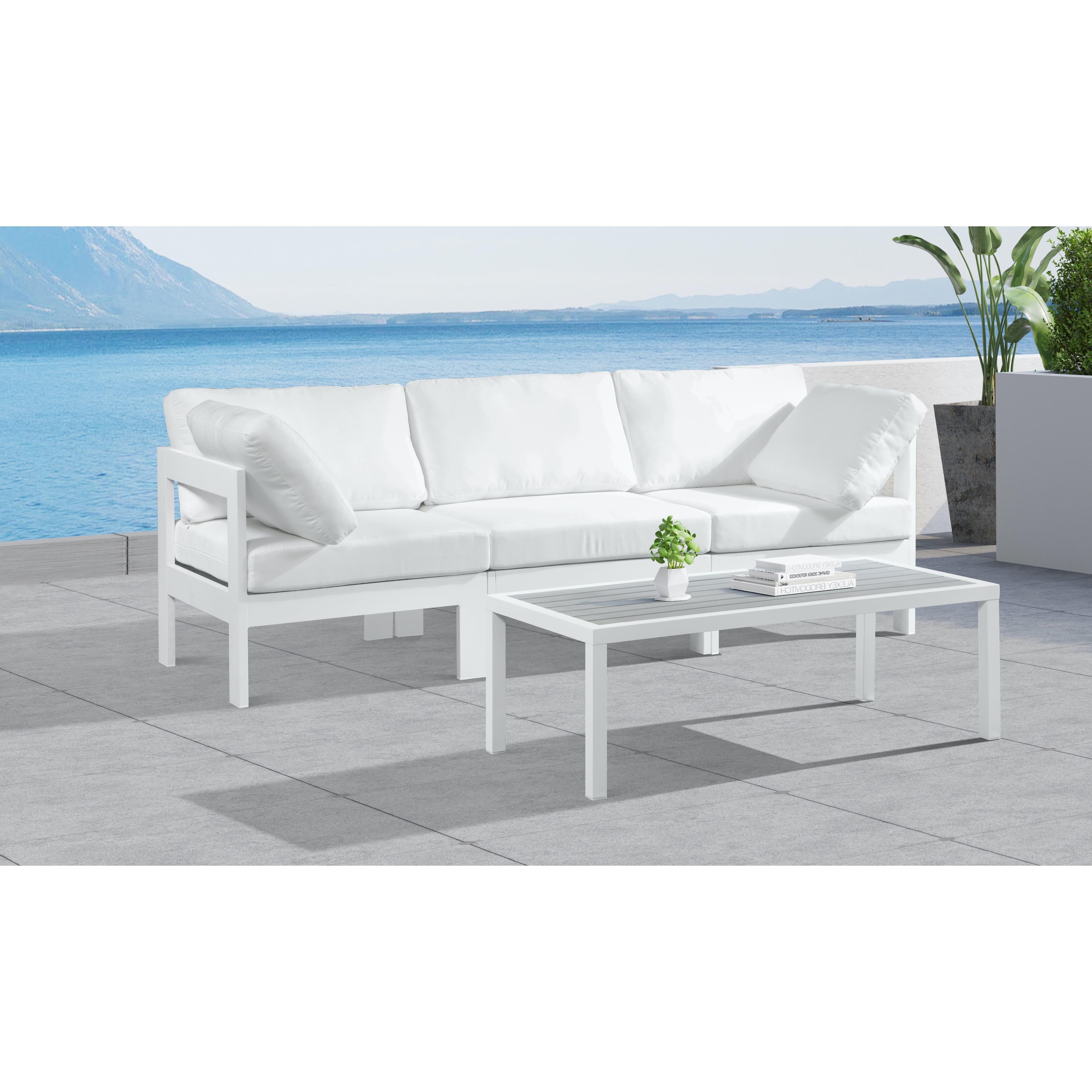 Meridian Nizuc White Water Resistant Fabric Outdoor Patio Modular Sofa