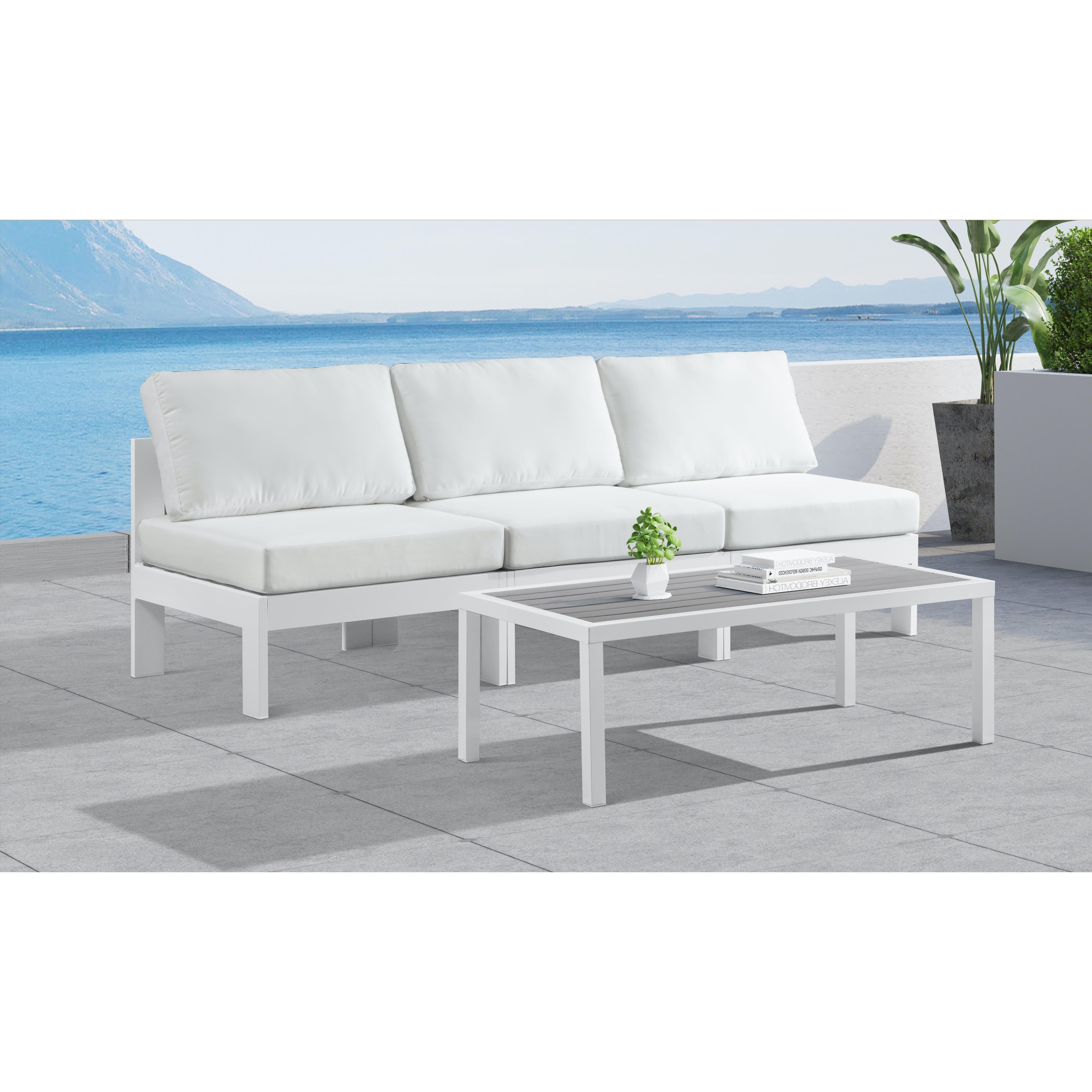 Meridian Nizuc White Water Resistant Fabric Outdoor Patio Modular Sofa