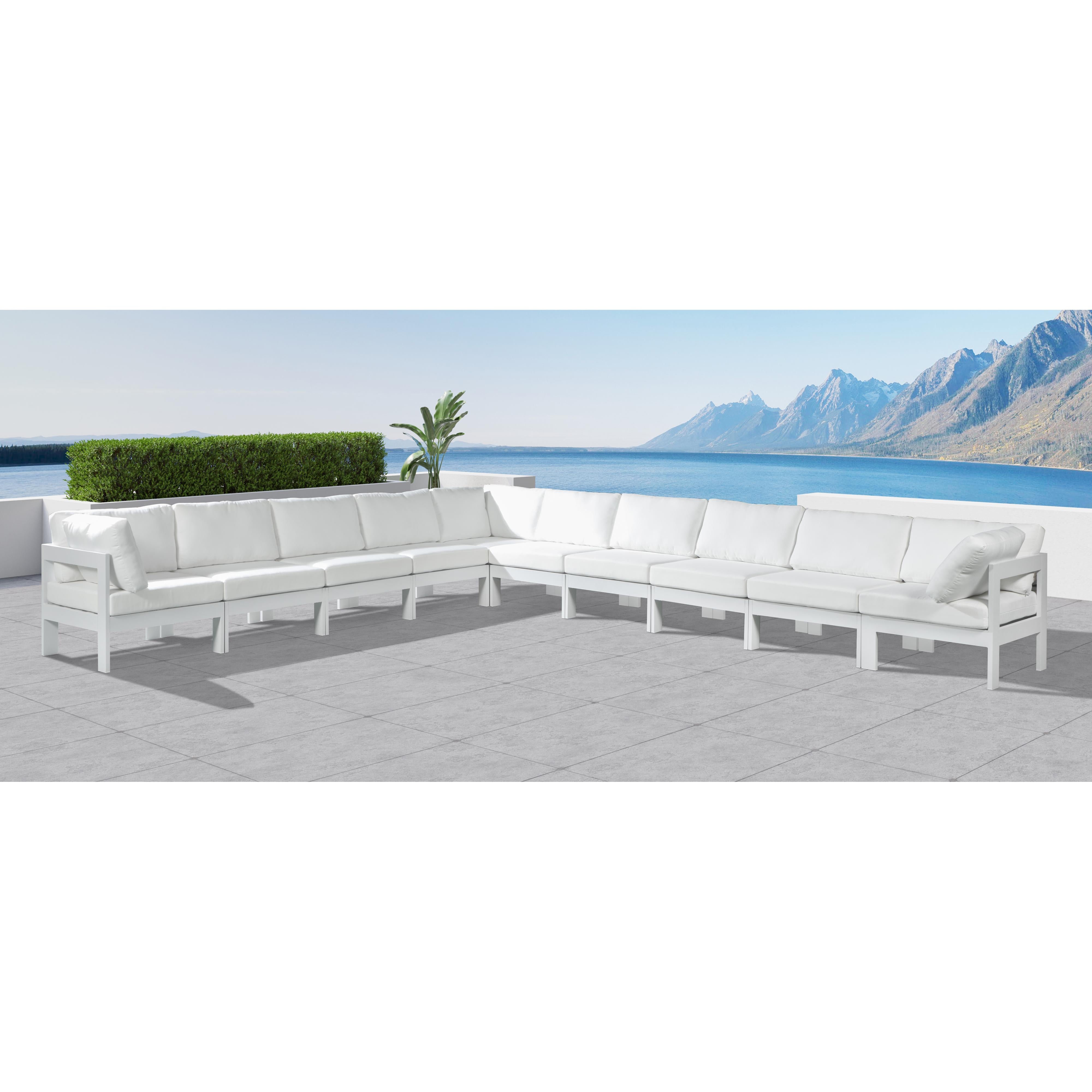 Meridian Nizuc White Water Resistant Fabric Outdoor Patio Modular Sectional