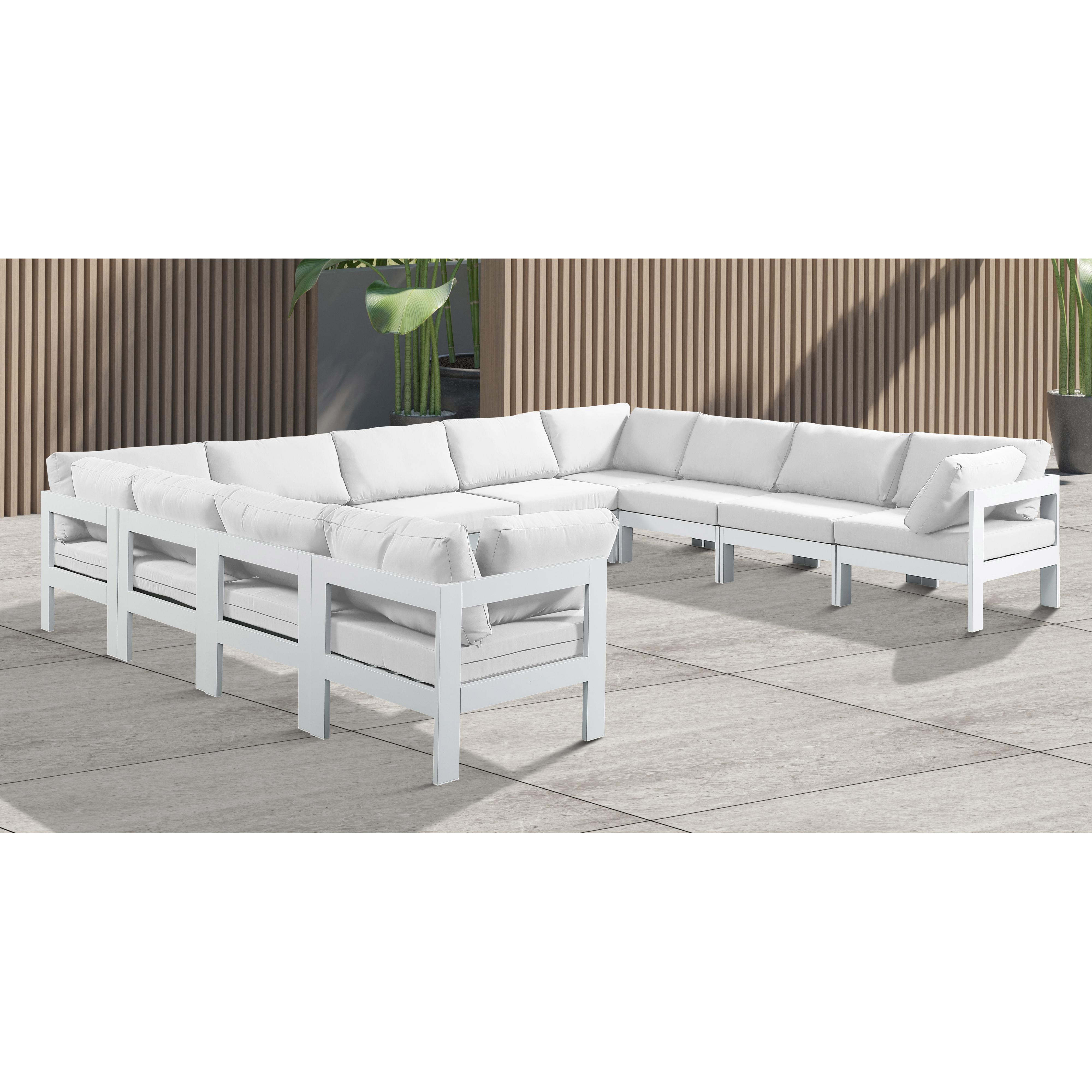 Meridian Nizuc White Water Resistant Fabric Outdoor Patio Modular Sectional