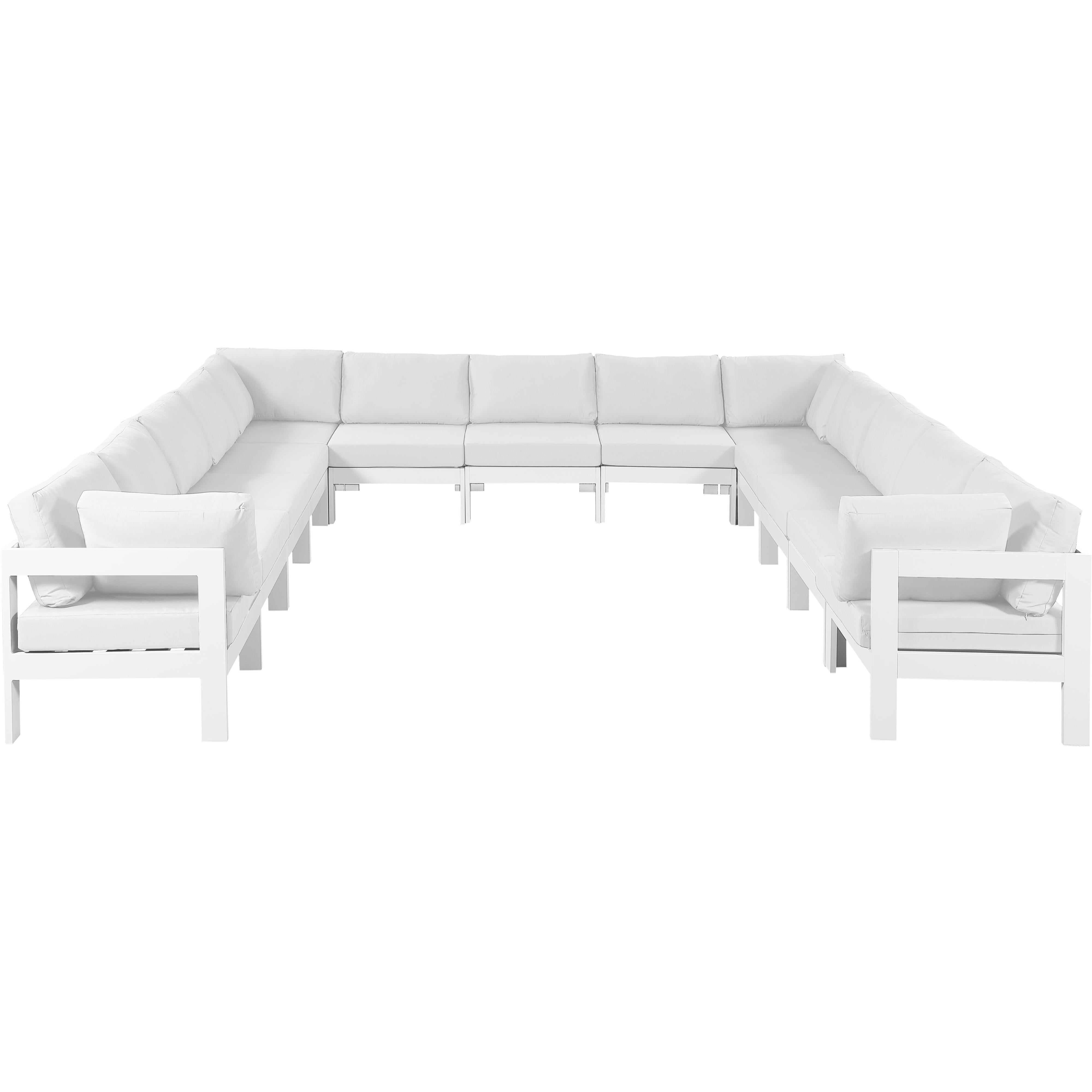 Meridian Nizuc White Water Resistant Fabric Outdoor Patio Modular Sectional