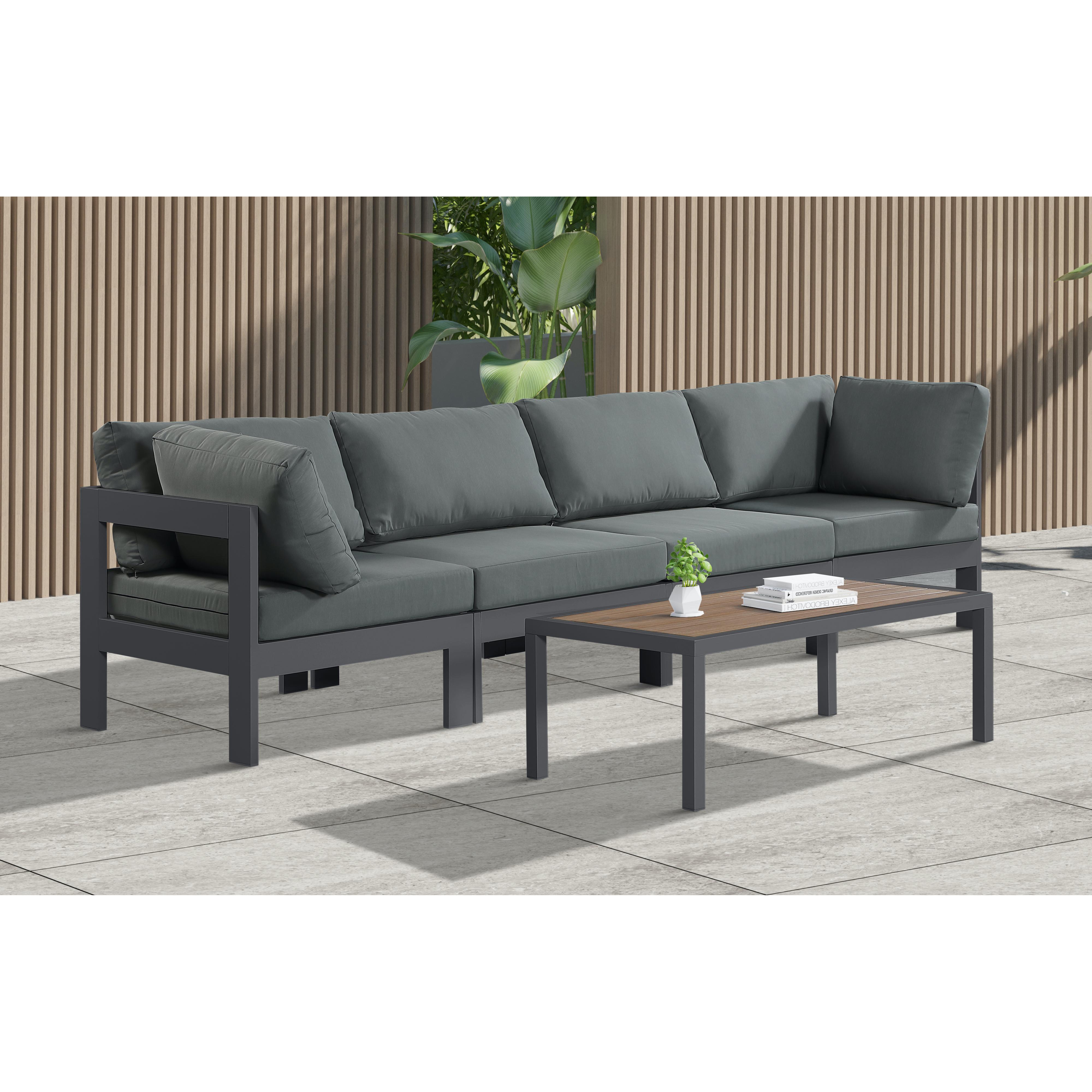 Meridian Nizuc Grey Water Resistant Fabric Outdoor Patio Modular Sofa