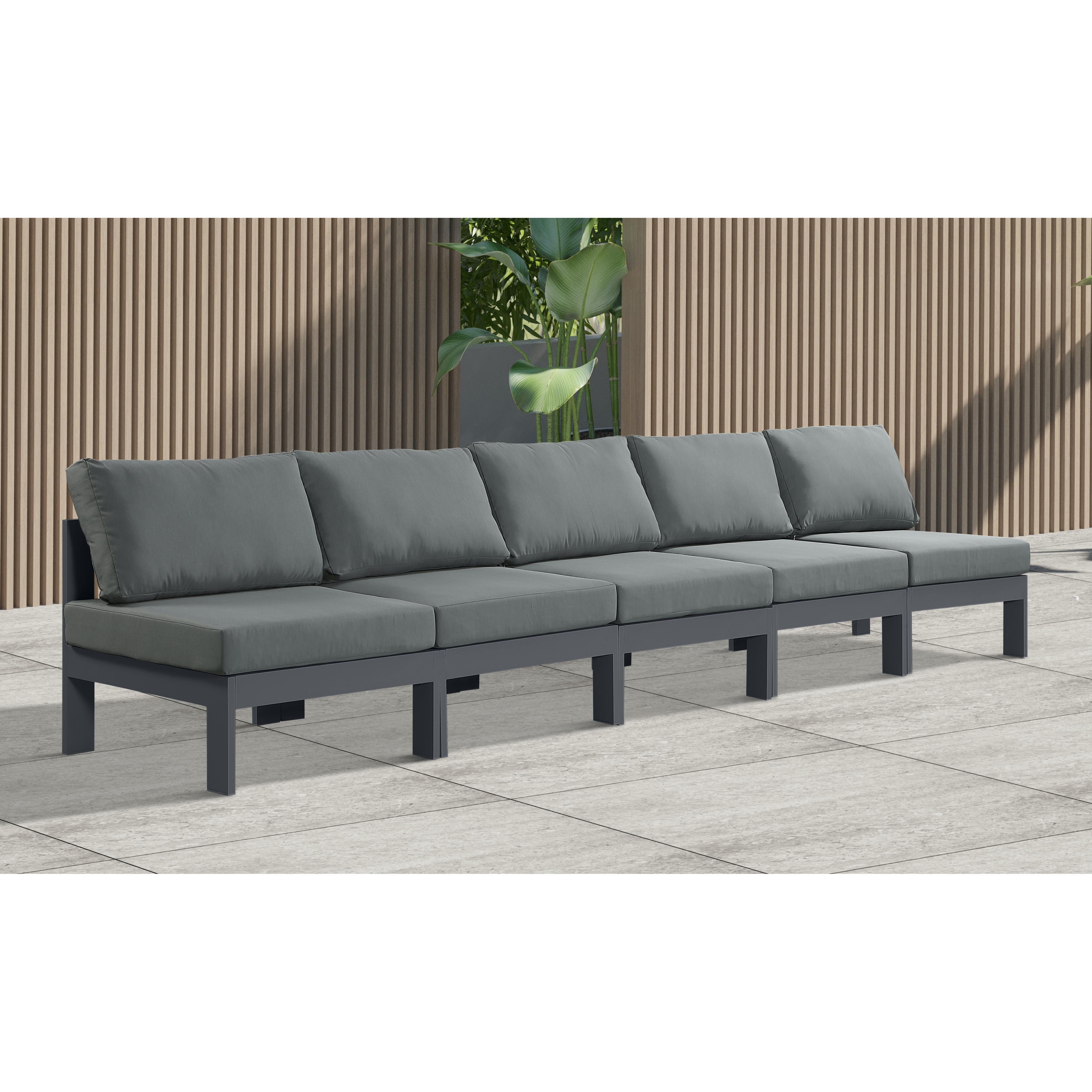 Meridian Nizuc Grey Water Resistant Fabric Outdoor Patio Modular Sofa