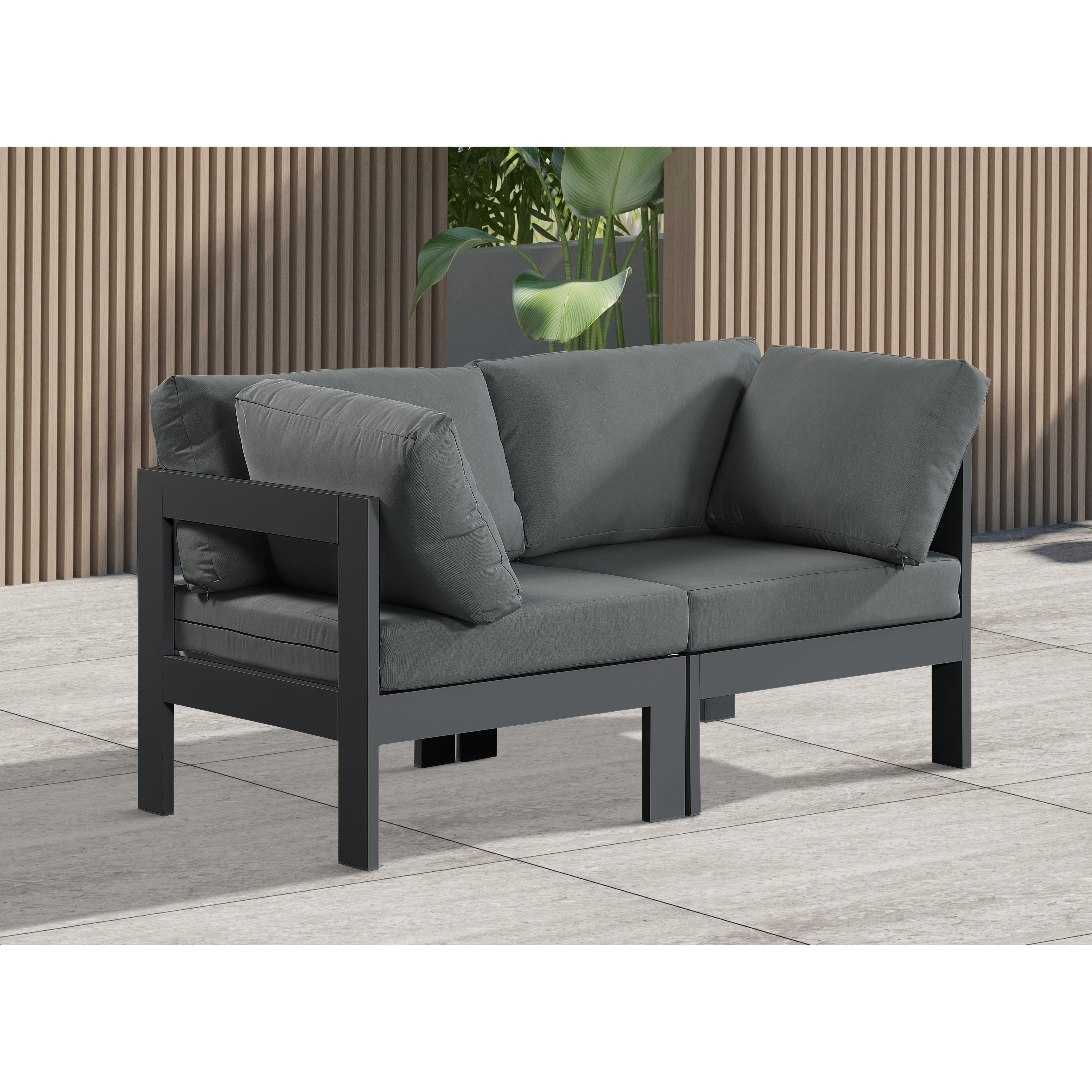 Meridian Nizuc Grey Water Resistant Fabric Outdoor Patio Modular Sofa