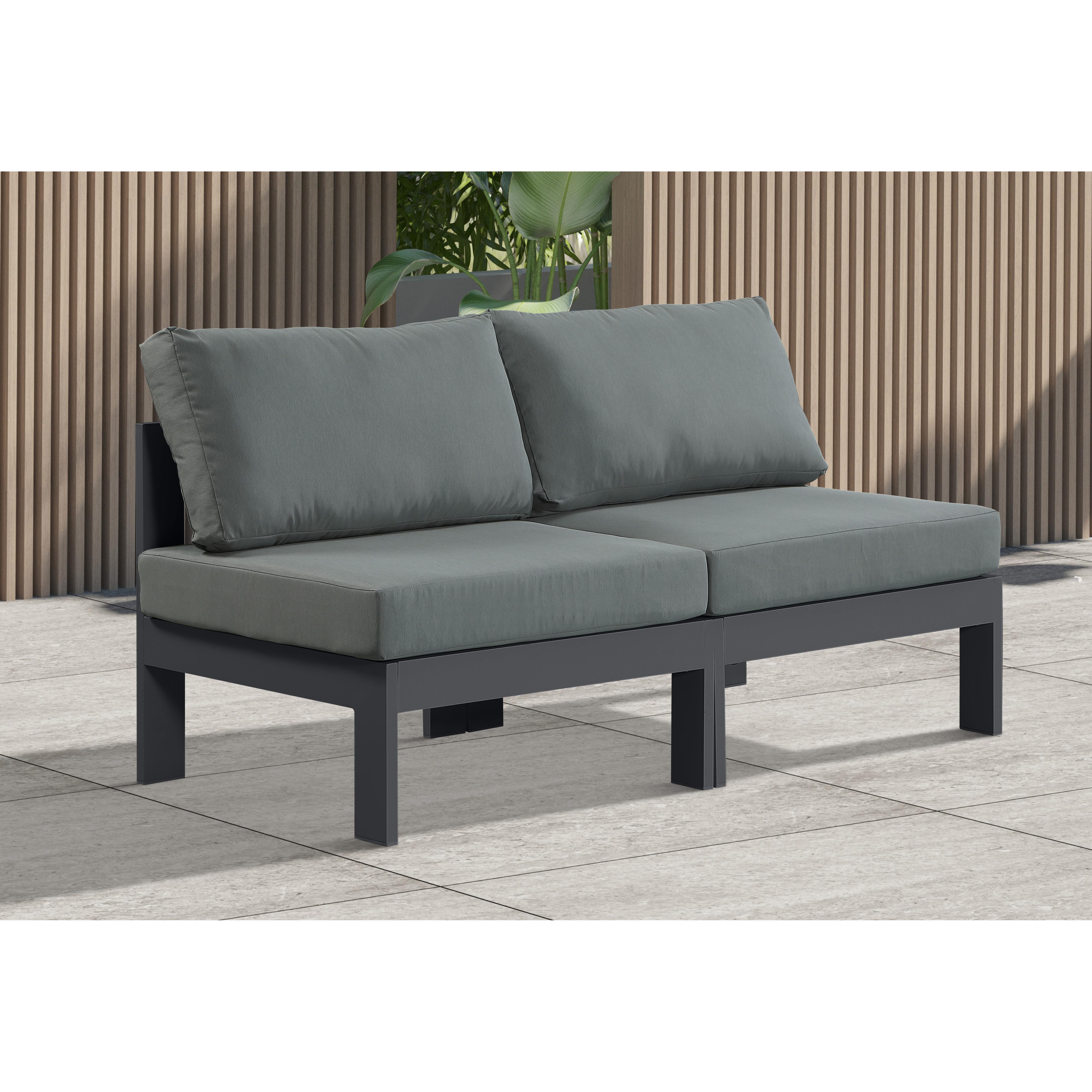 Meridian Nizuc Grey Water Resistant Fabric Outdoor Patio Modular Sofa