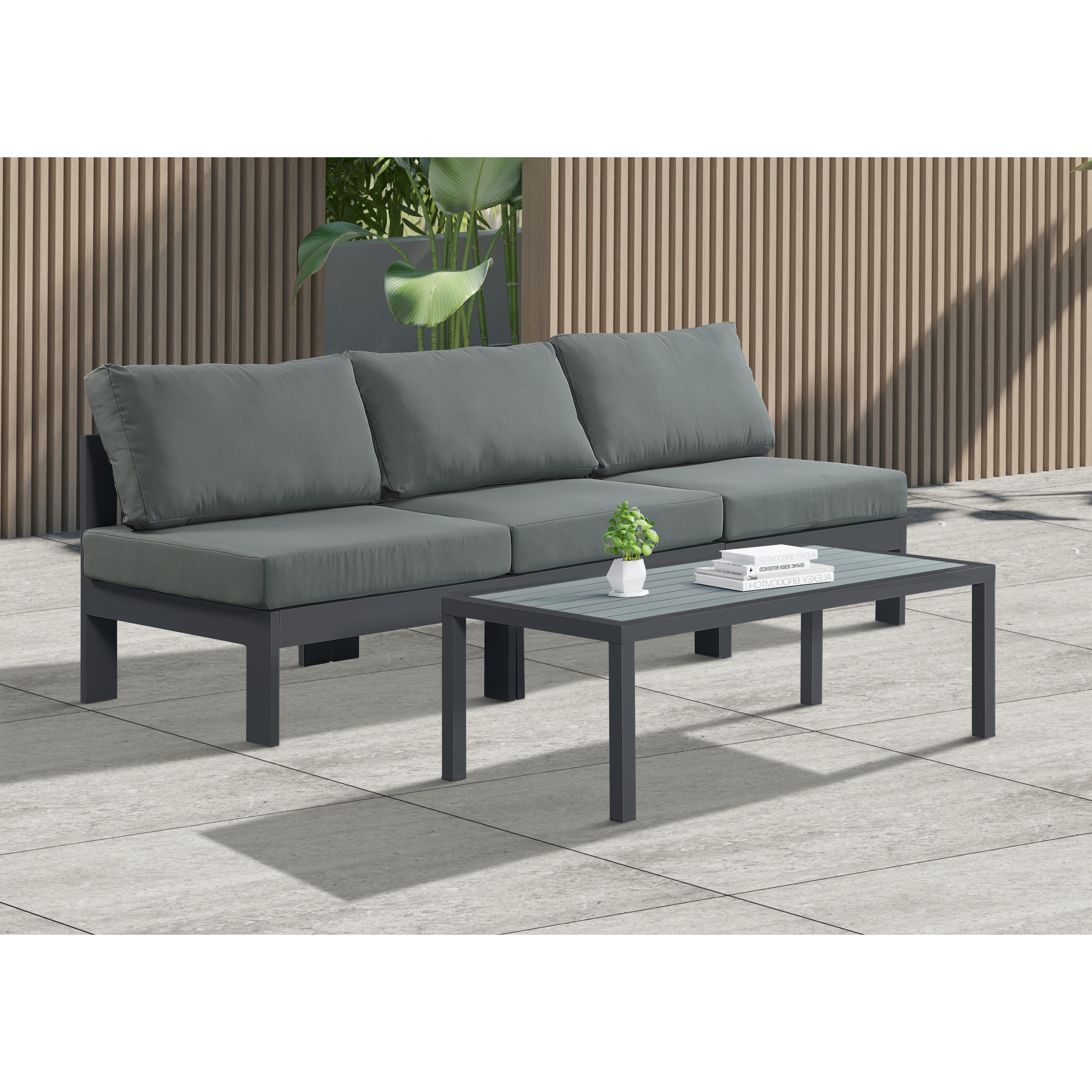 Meridian Nizuc Grey Water Resistant Fabric Outdoor Patio Modular Sofa