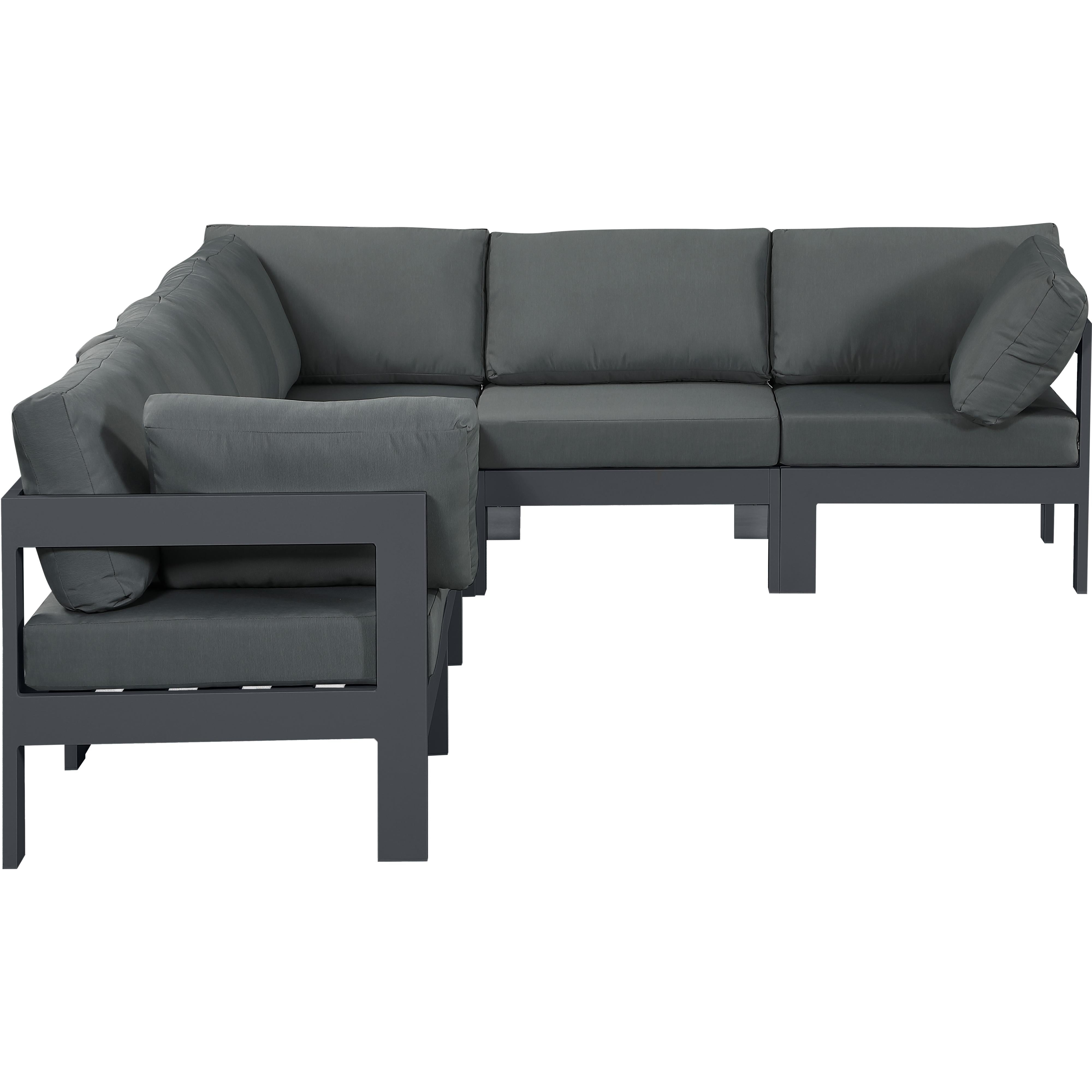 Meridian Nizuc Grey Water Resistant Fabric Outdoor Patio Modular Sectional