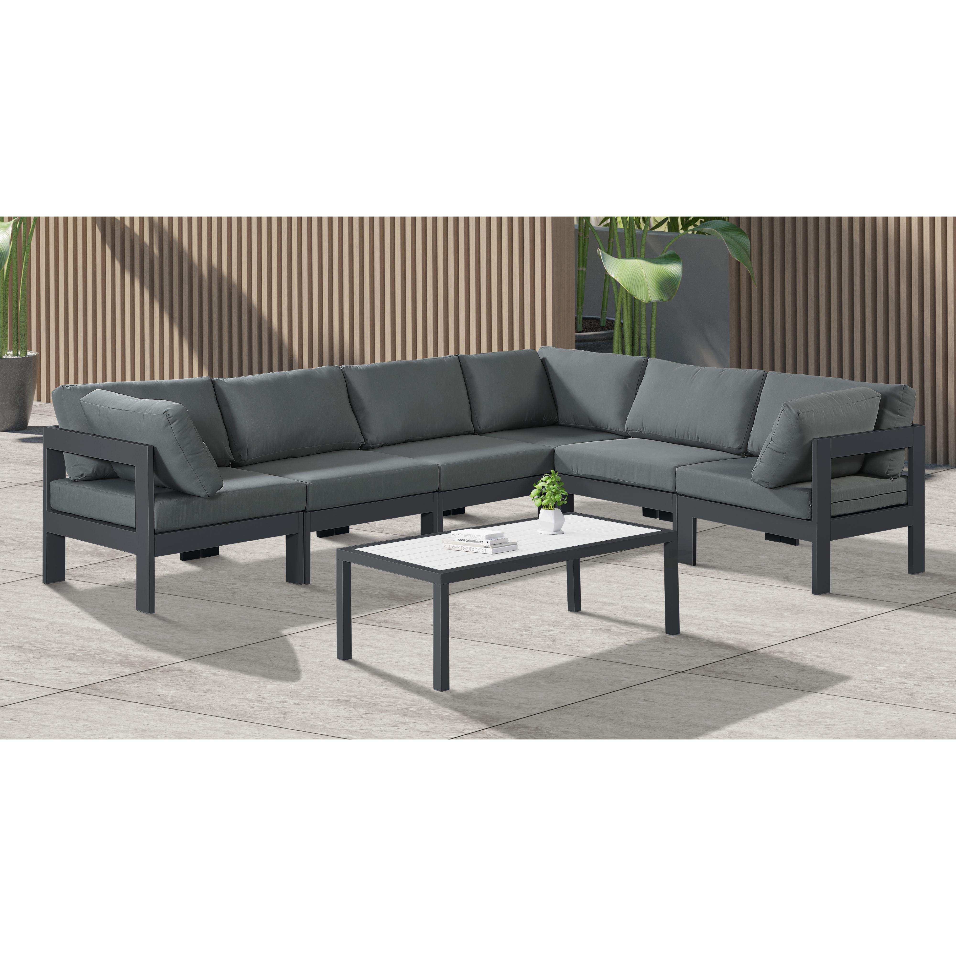 Meridian Nizuc Grey Water Resistant Fabric Outdoor Patio Modular Sectional