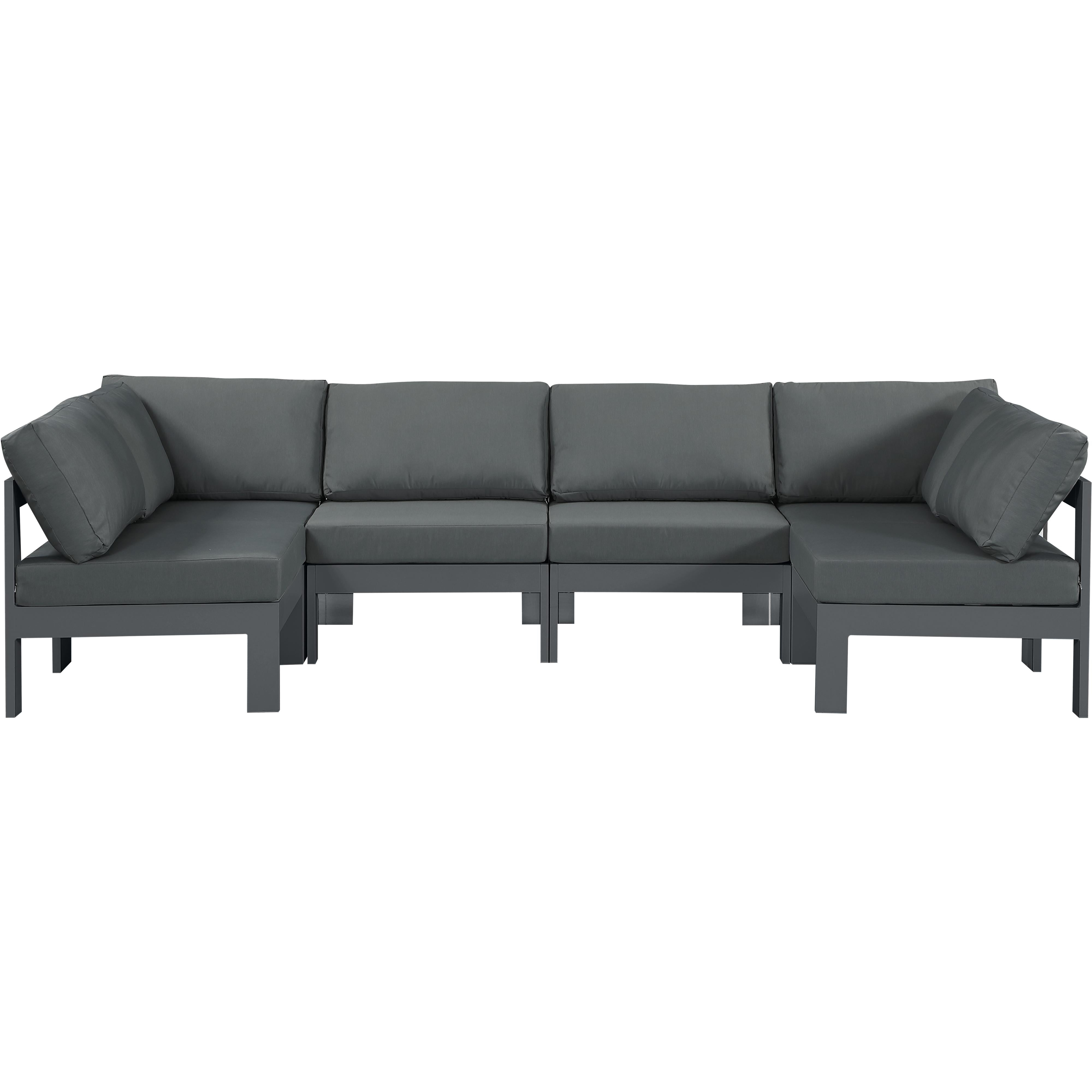 Meridian Nizuc Grey Water Resistant Fabric Outdoor Patio Modular Sectional