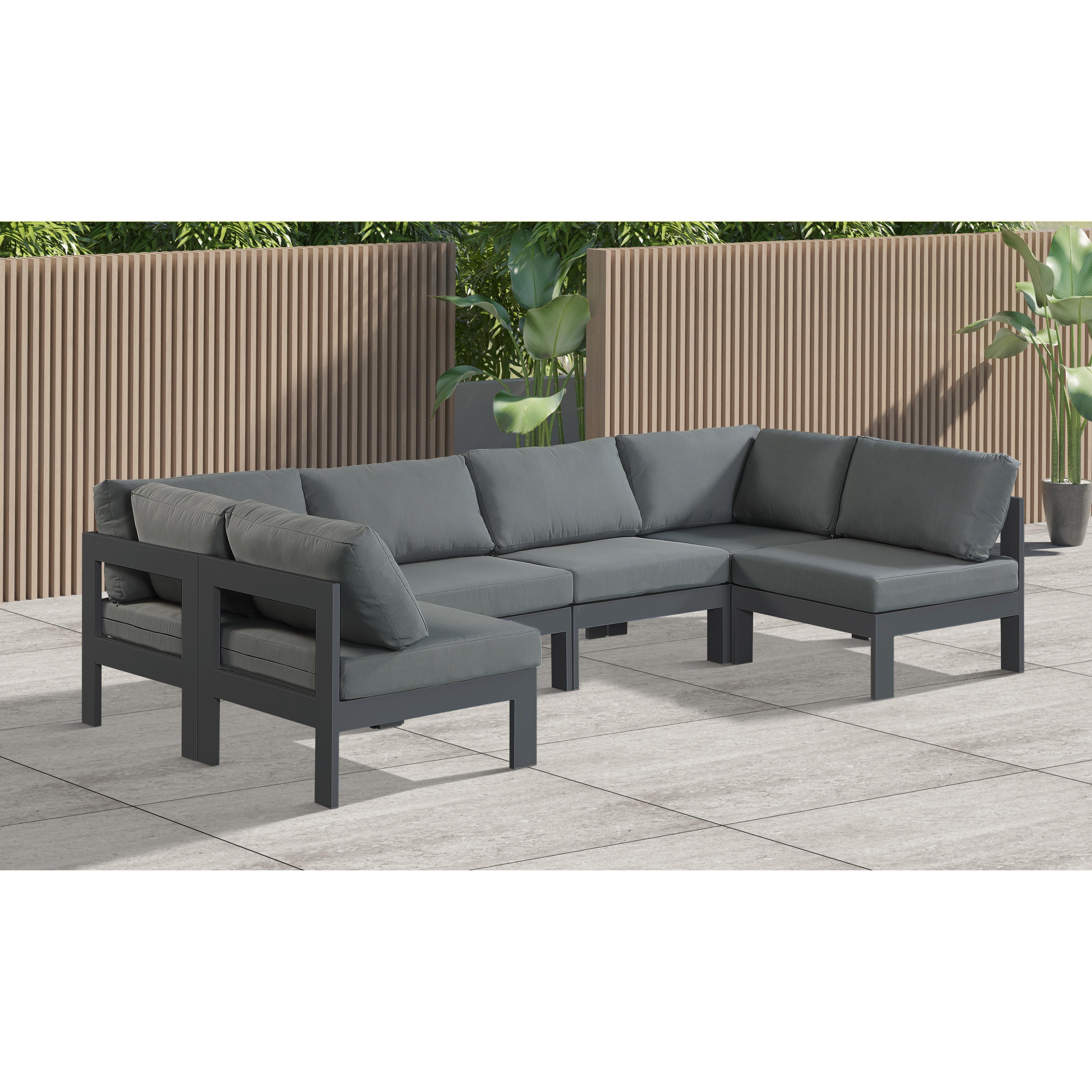 Meridian Nizuc Grey Water Resistant Fabric Outdoor Patio Modular Sectional