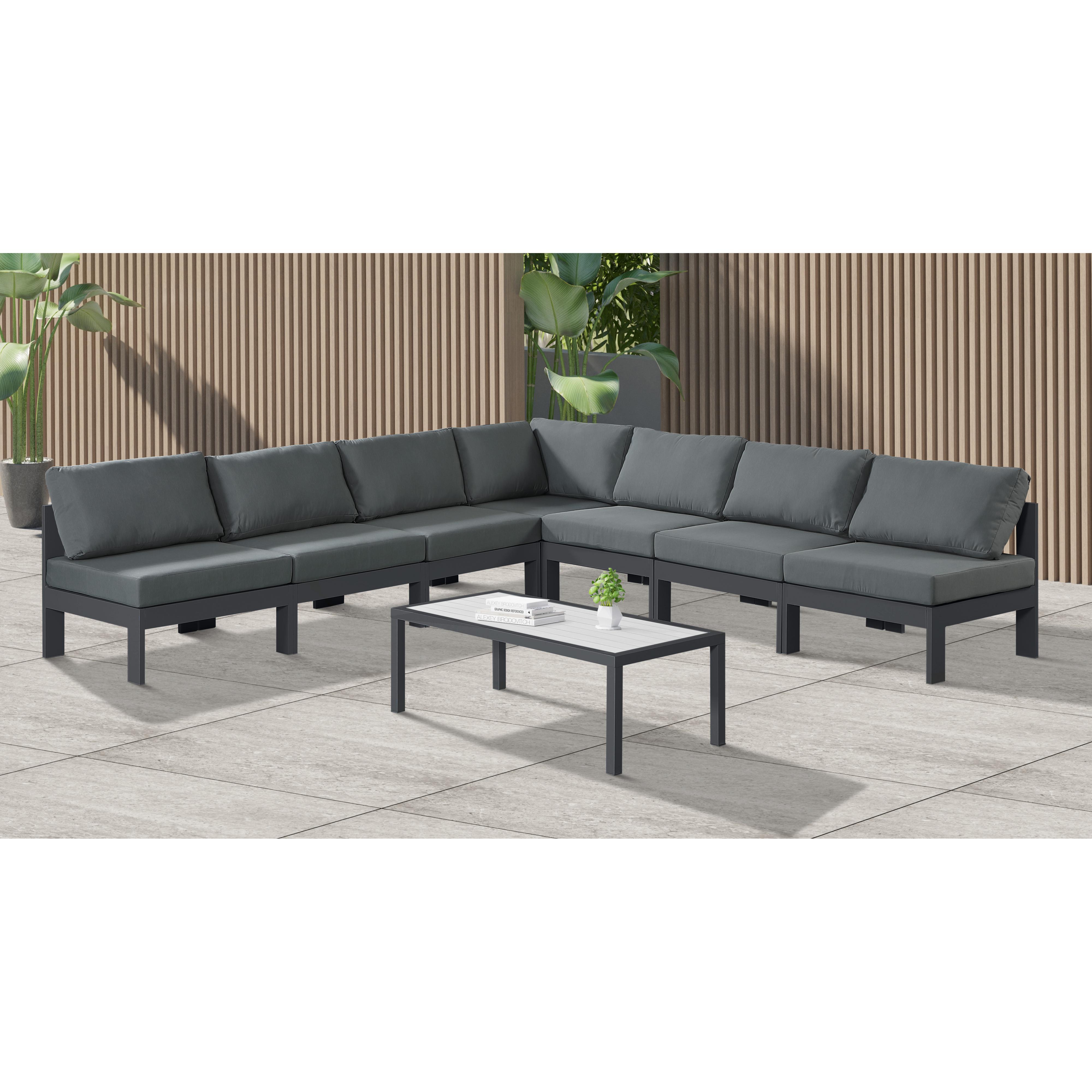 Meridian Nizuc Grey Water Resistant Fabric Outdoor Patio Modular Sectional