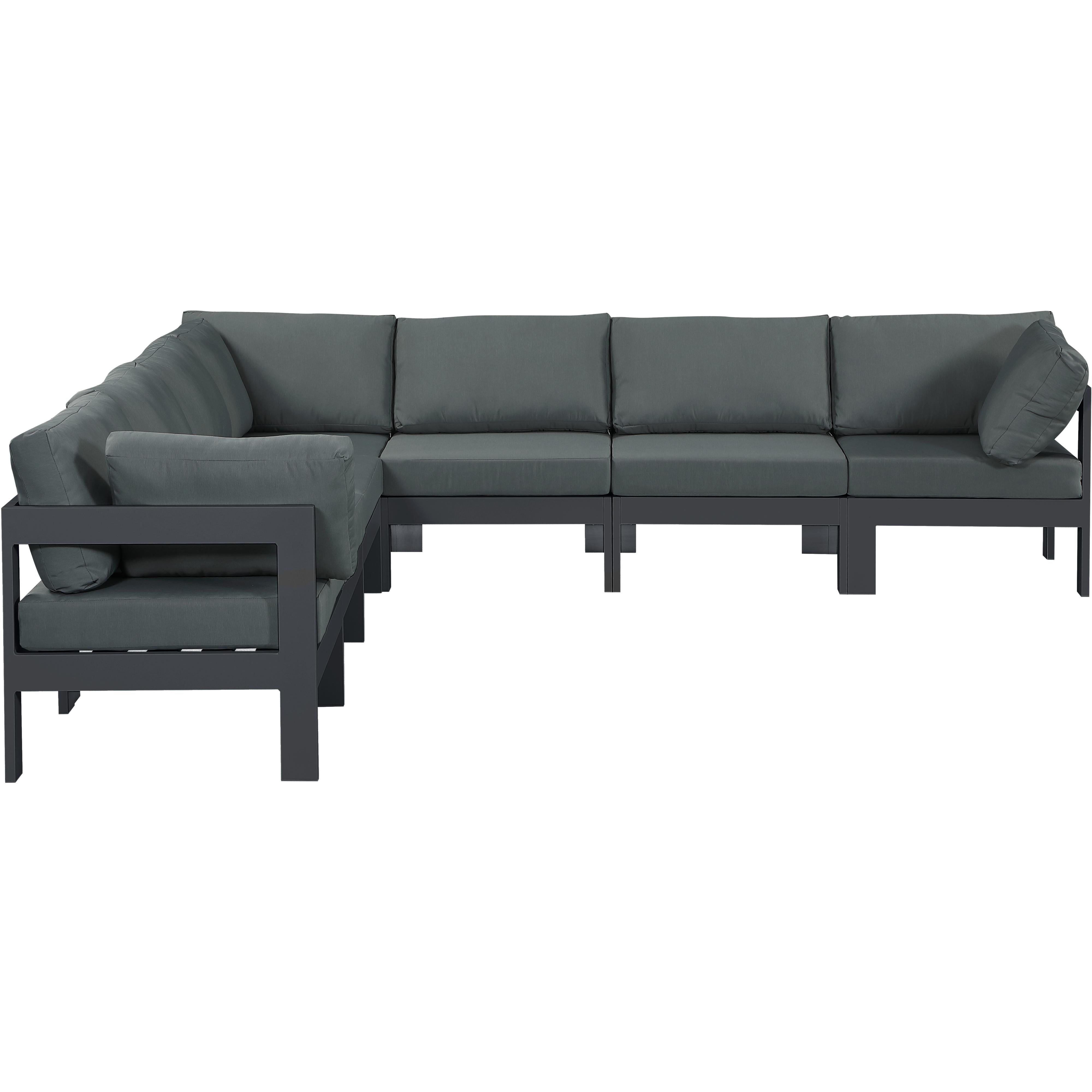 Meridian Nizuc Grey Water Resistant Fabric Outdoor Patio Modular Sectional