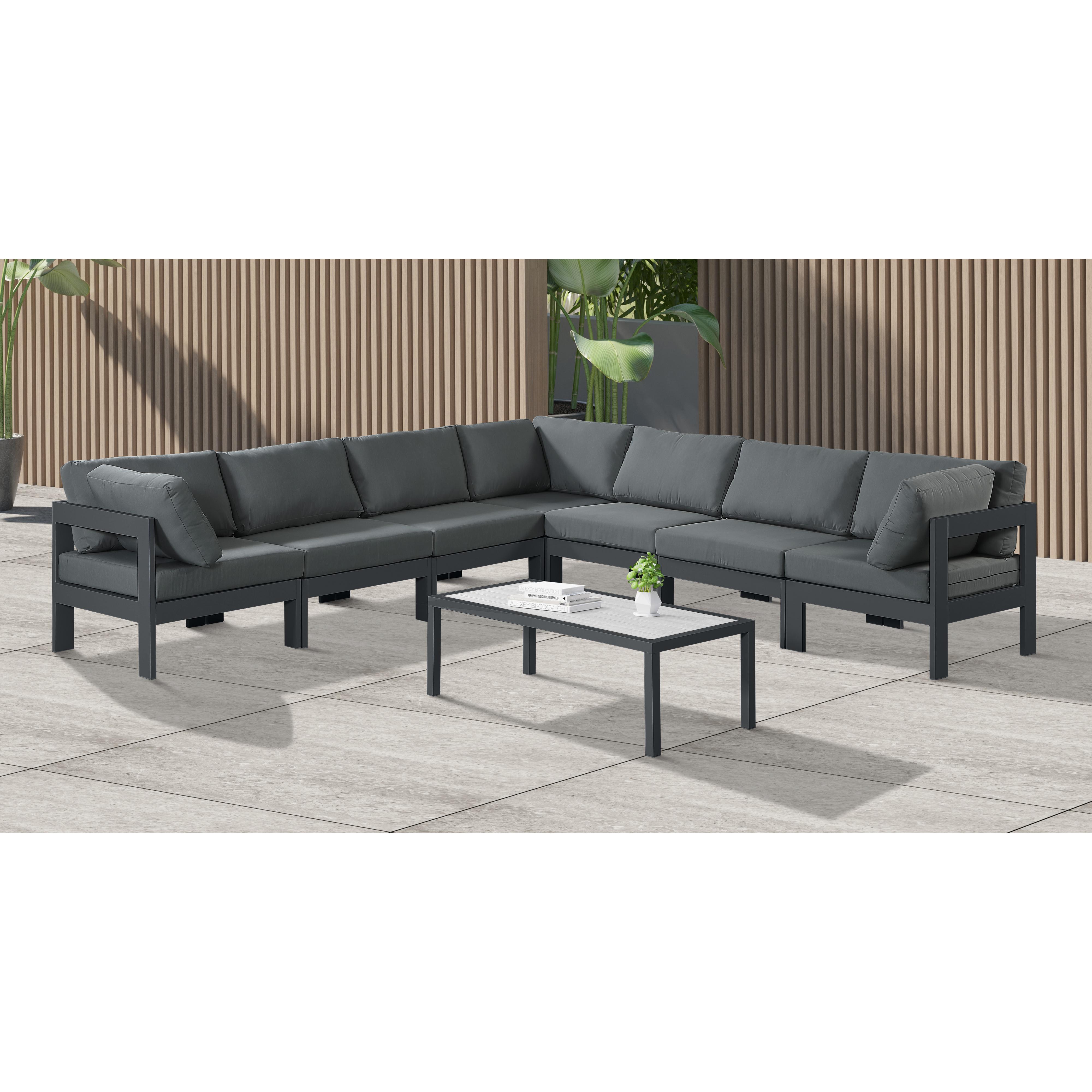 Meridian Nizuc Grey Water Resistant Fabric Outdoor Patio Modular Sectional