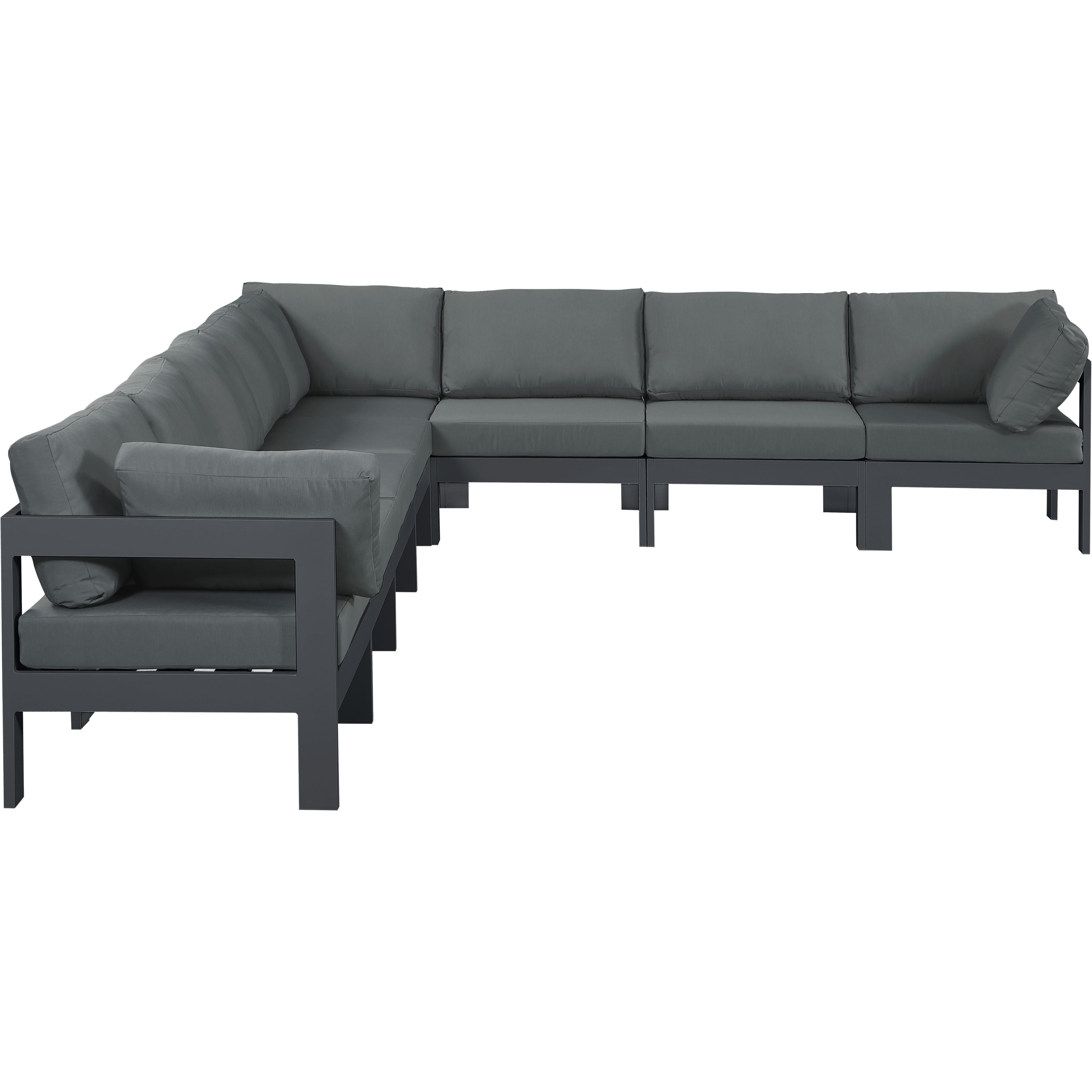 Meridian Nizuc Grey Water Resistant Fabric Outdoor Patio Modular Sectional