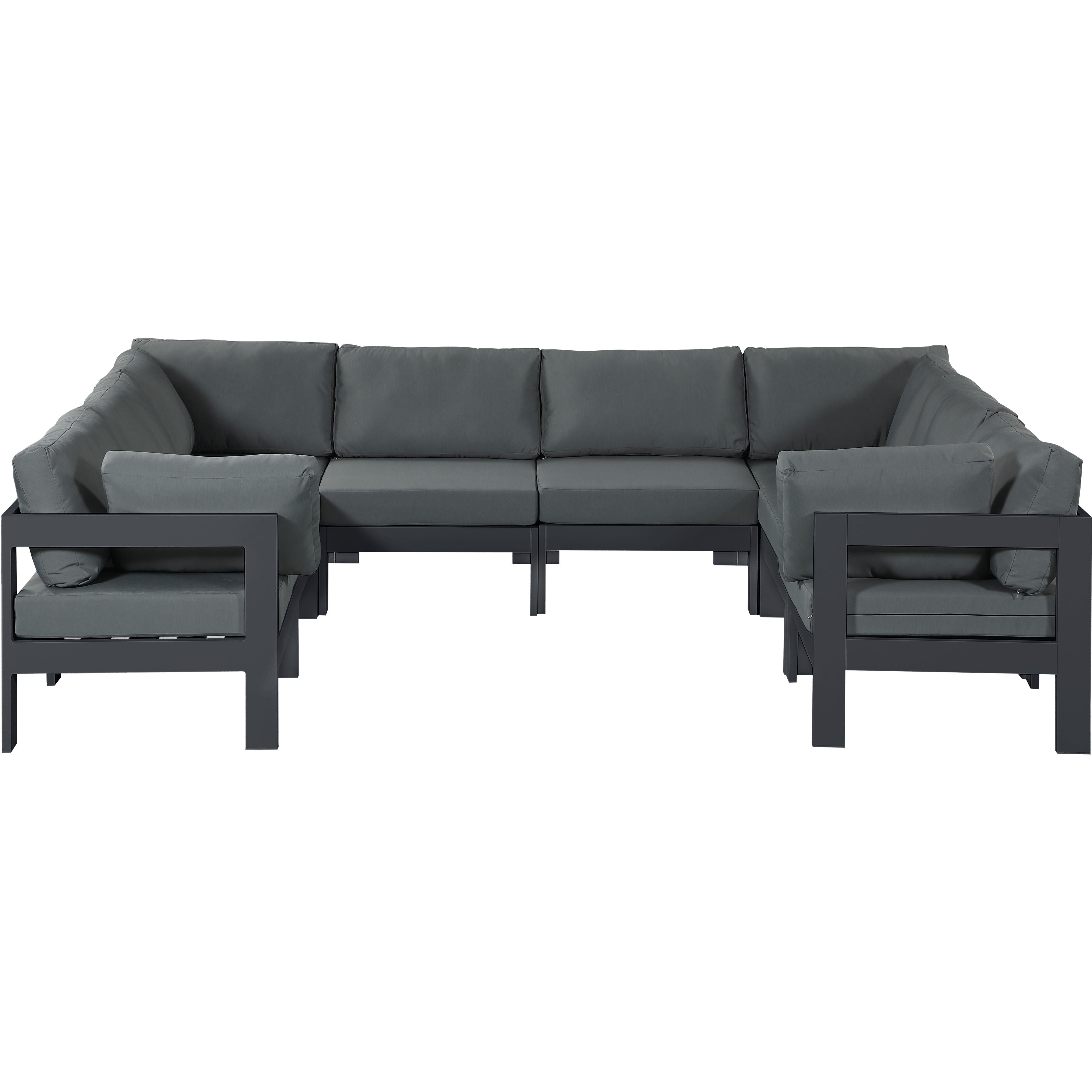 Meridian Nizuc Grey Water Resistant Fabric Outdoor Patio Modular Sectional