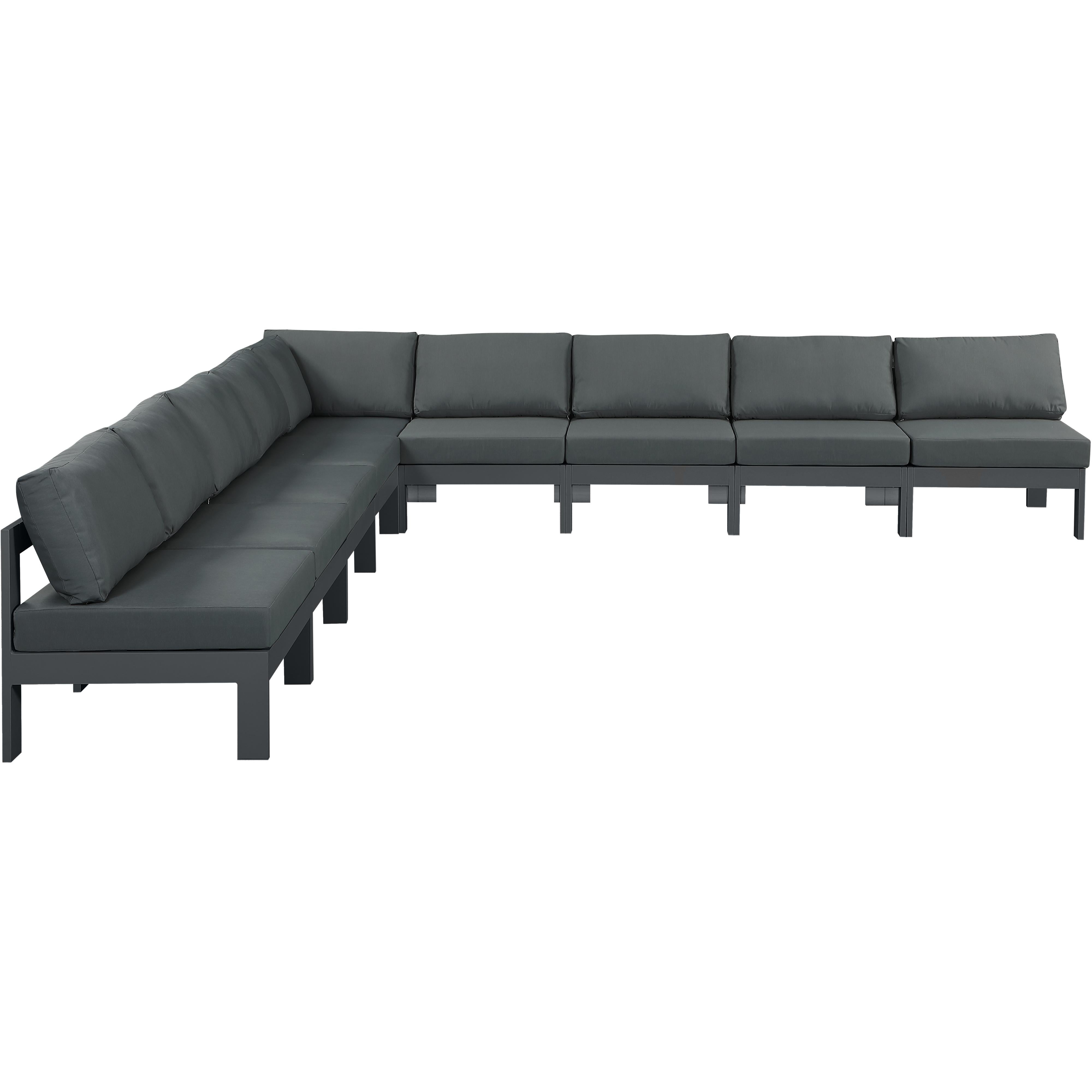 Meridian Nizuc Grey Water Resistant Fabric Outdoor Patio Modular Sectional