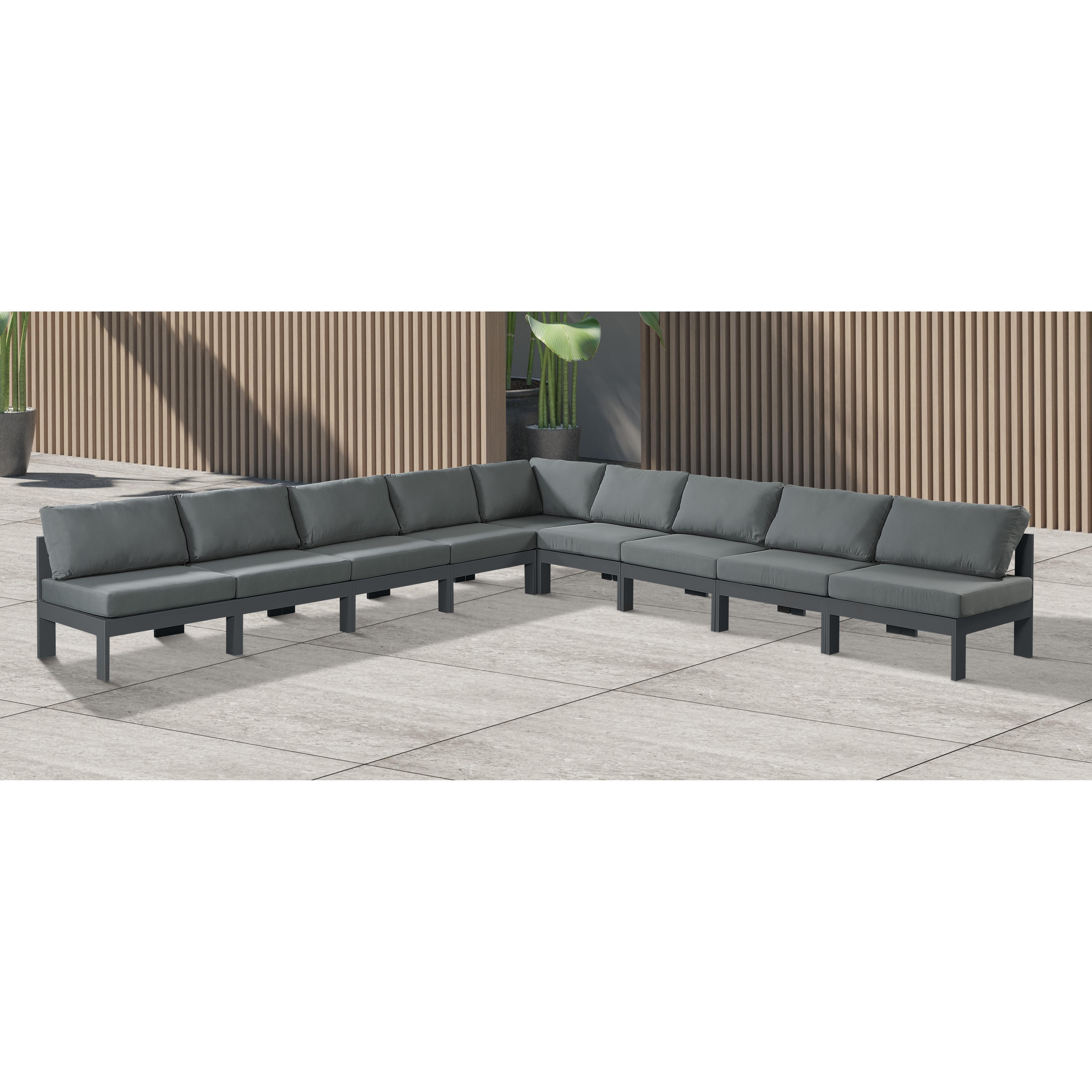 Meridian Nizuc Grey Water Resistant Fabric Outdoor Patio Modular Sectional