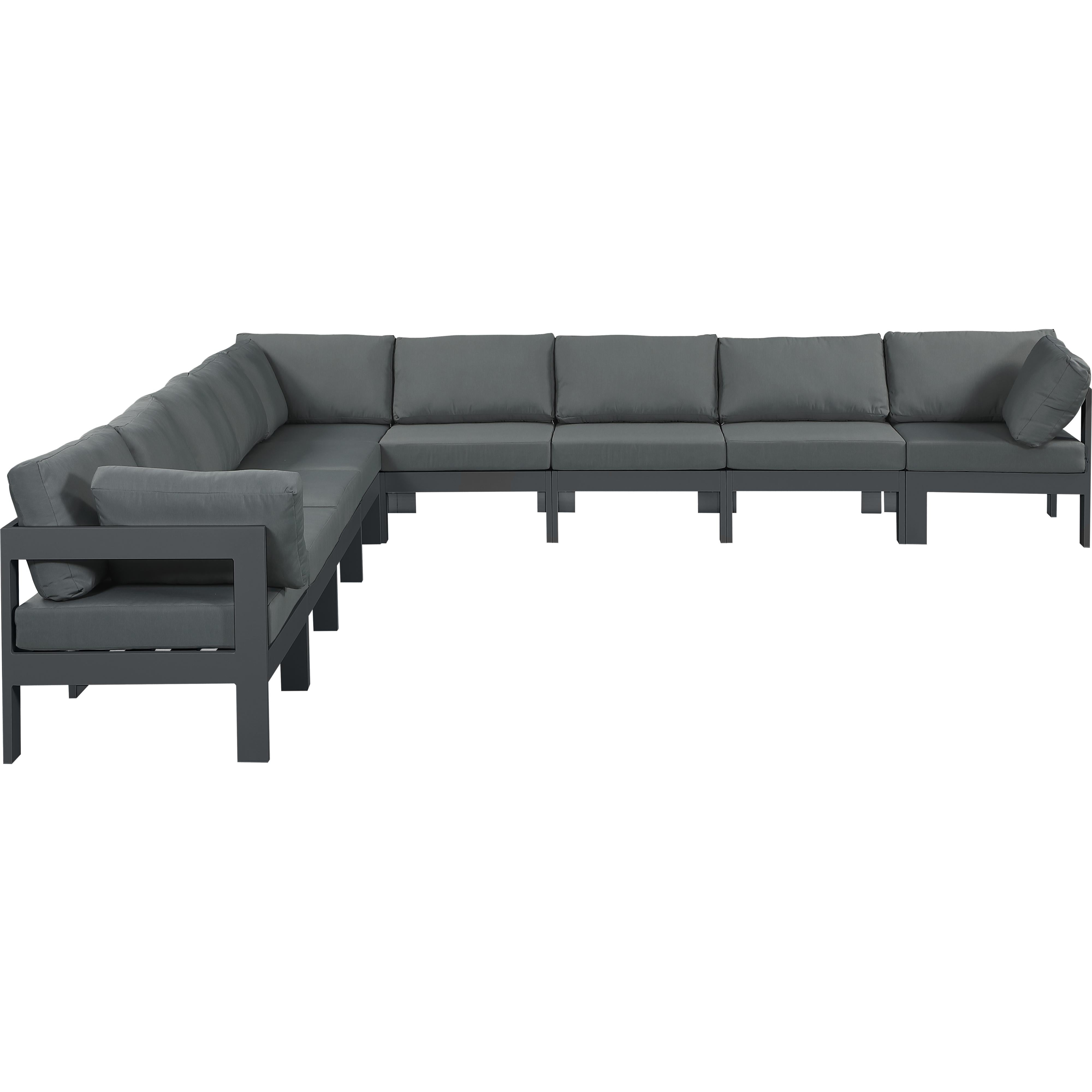 Meridian Nizuc Grey Water Resistant Fabric Outdoor Patio Modular Sectional