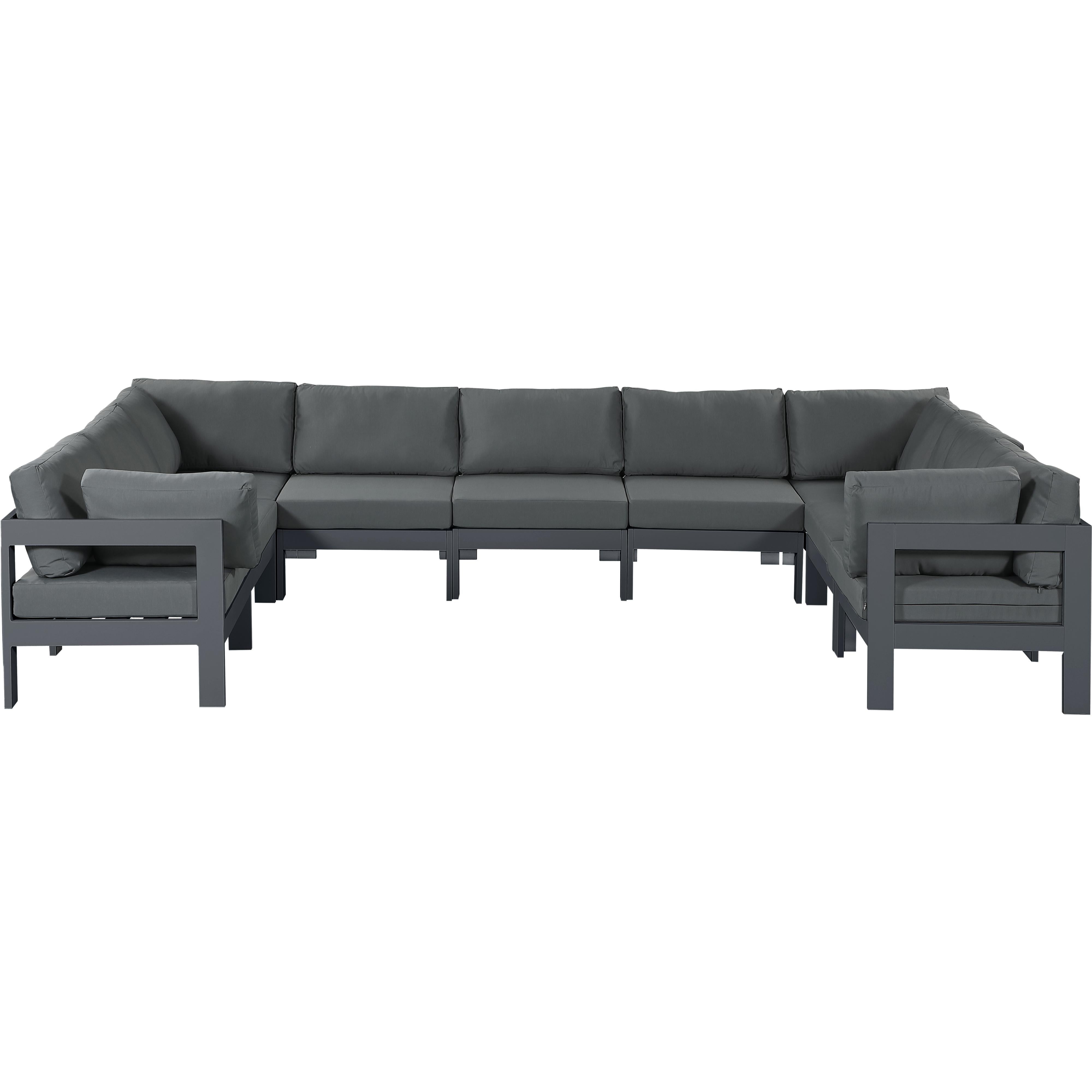 Meridian Nizuc Grey Water Resistant Fabric Outdoor Patio Modular Sectional