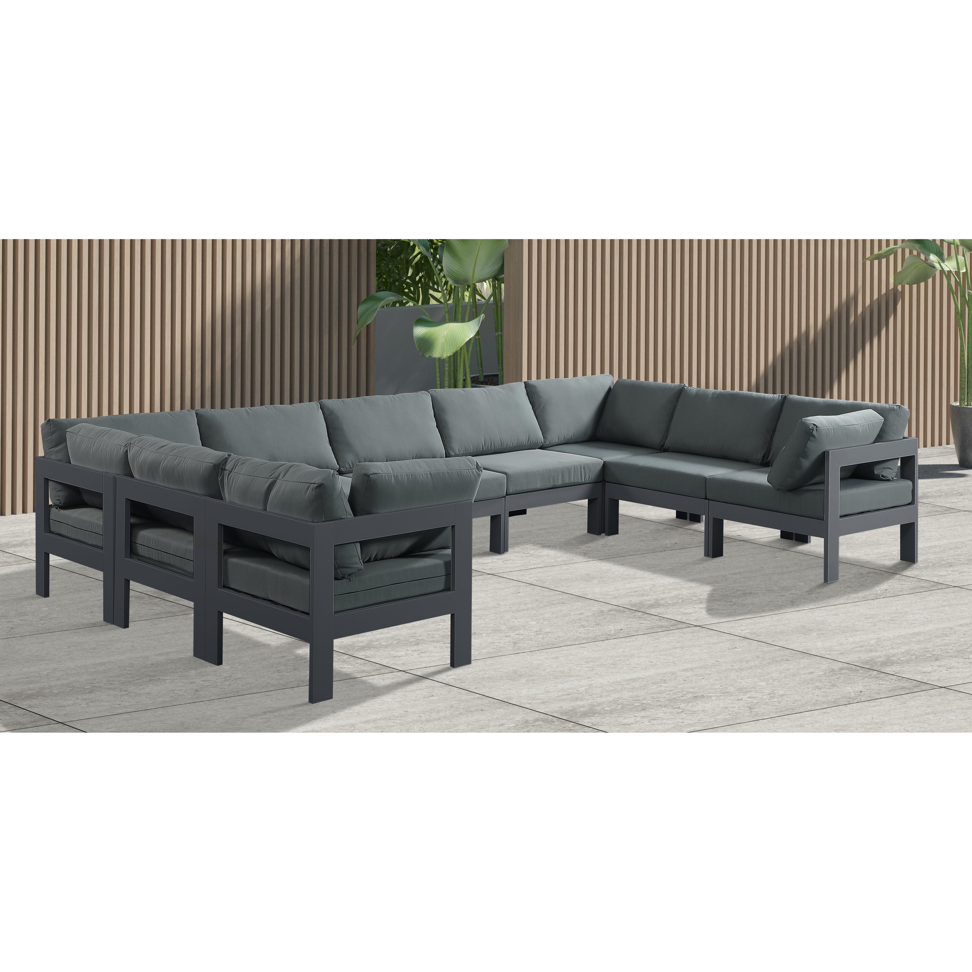 Meridian Nizuc Grey Water Resistant Fabric Outdoor Patio Modular Sectional