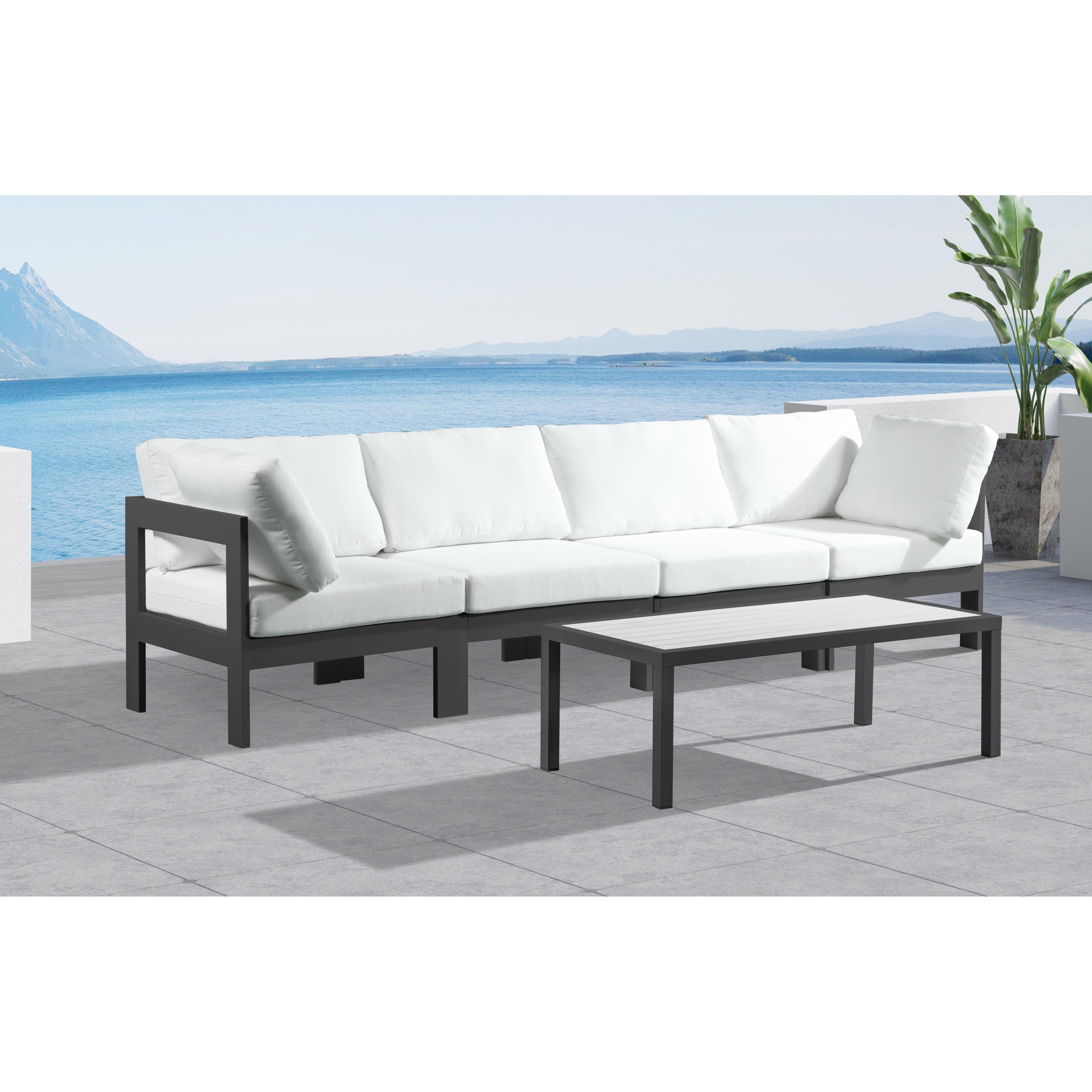 Meridian Nizuc White Water Resistant Fabric Outdoor Patio Modular Sofa