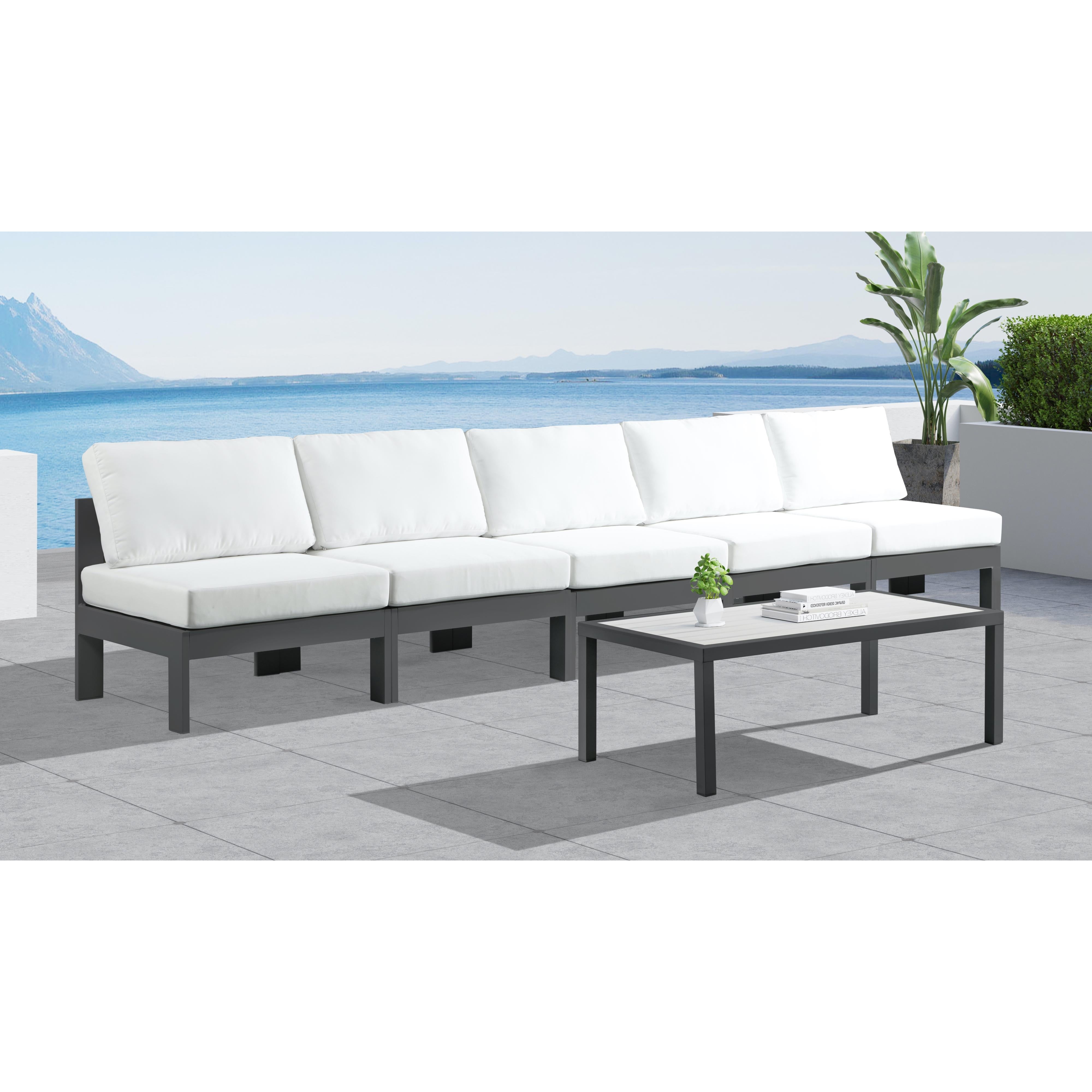 Meridian Nizuc White Water Resistant Fabric Outdoor Patio Modular Sofa