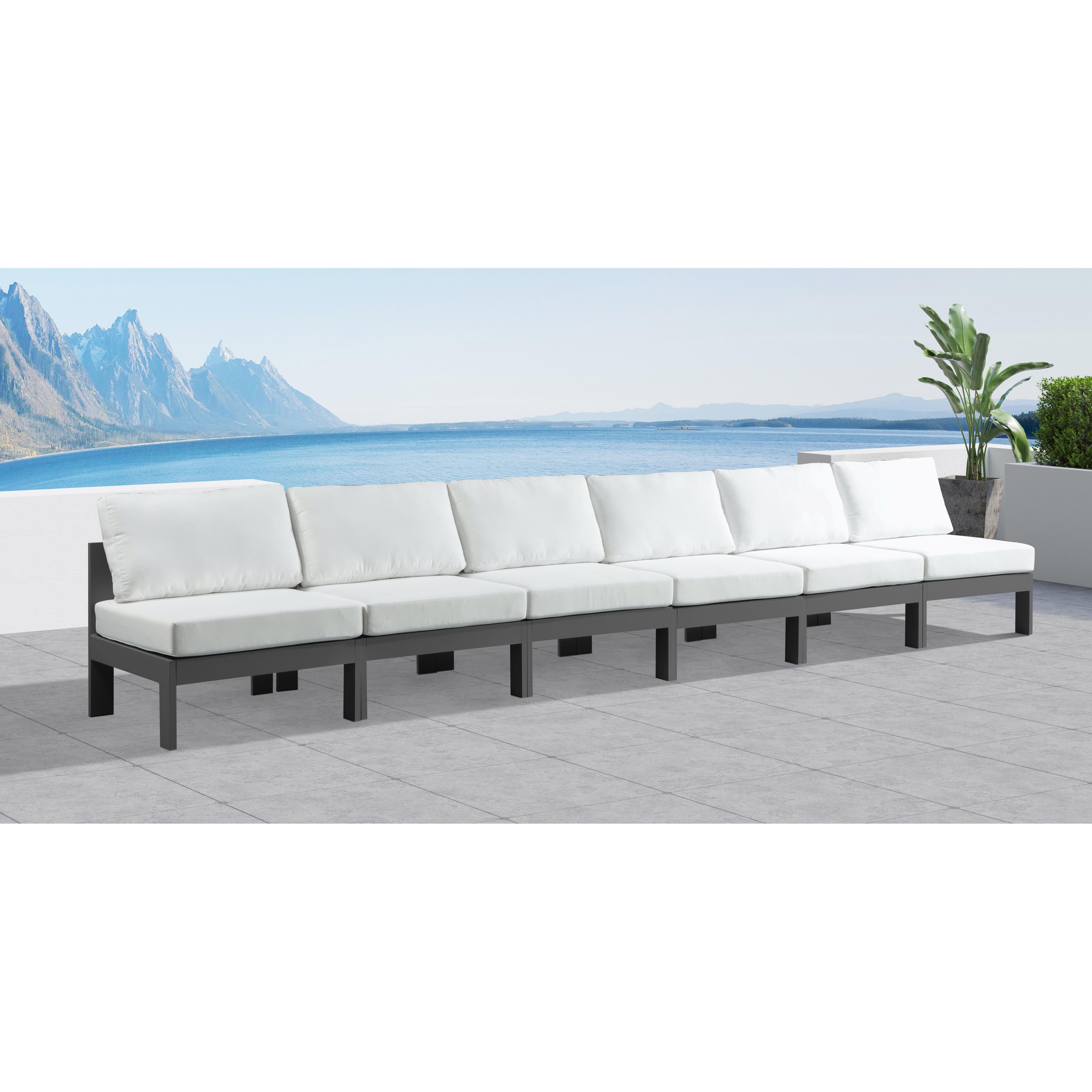 Meridian Nizuc White Water Resistant Fabric Outdoor Patio Modular Sofa