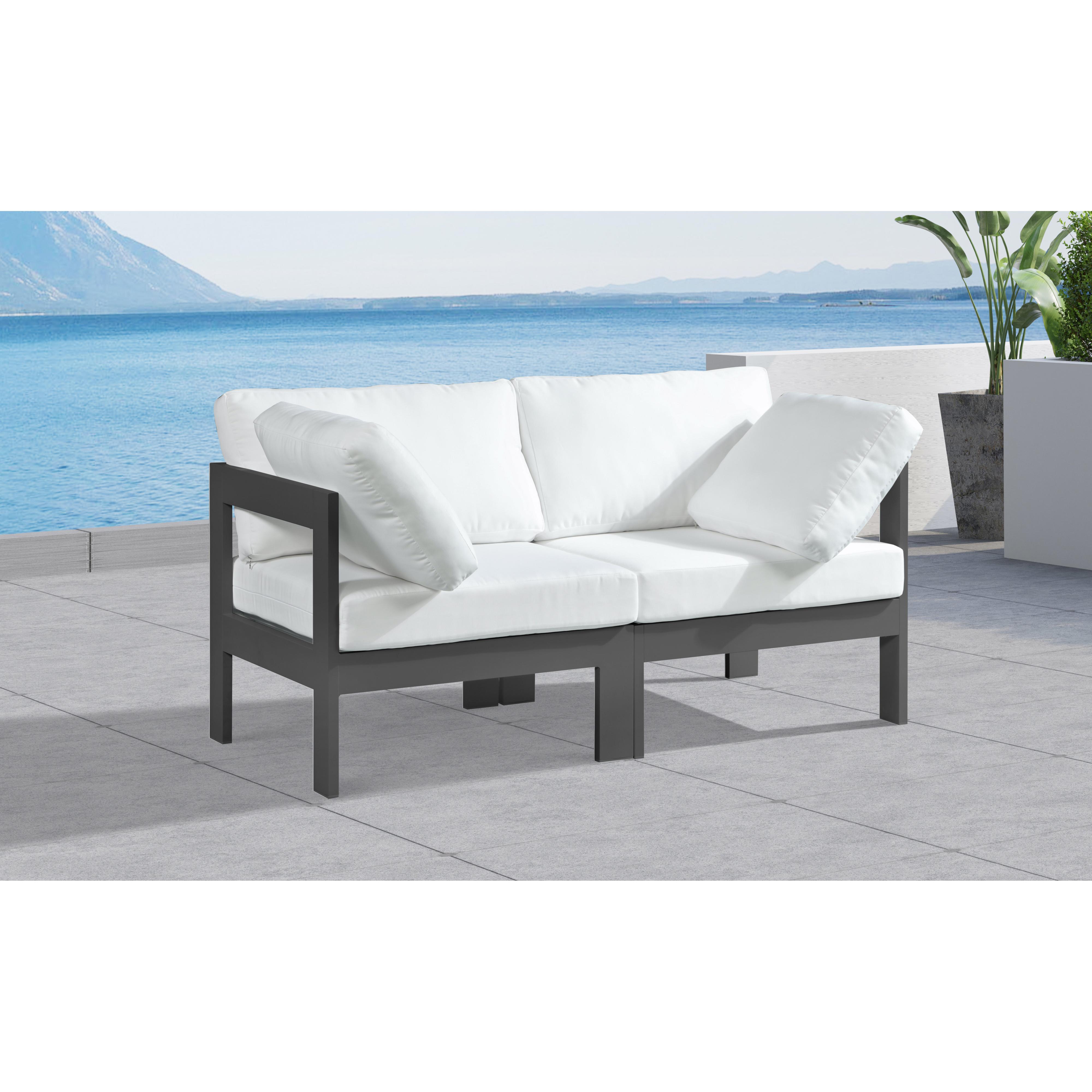 Meridian Nizuc White Water Resistant Fabric Outdoor Patio Modular Sofa