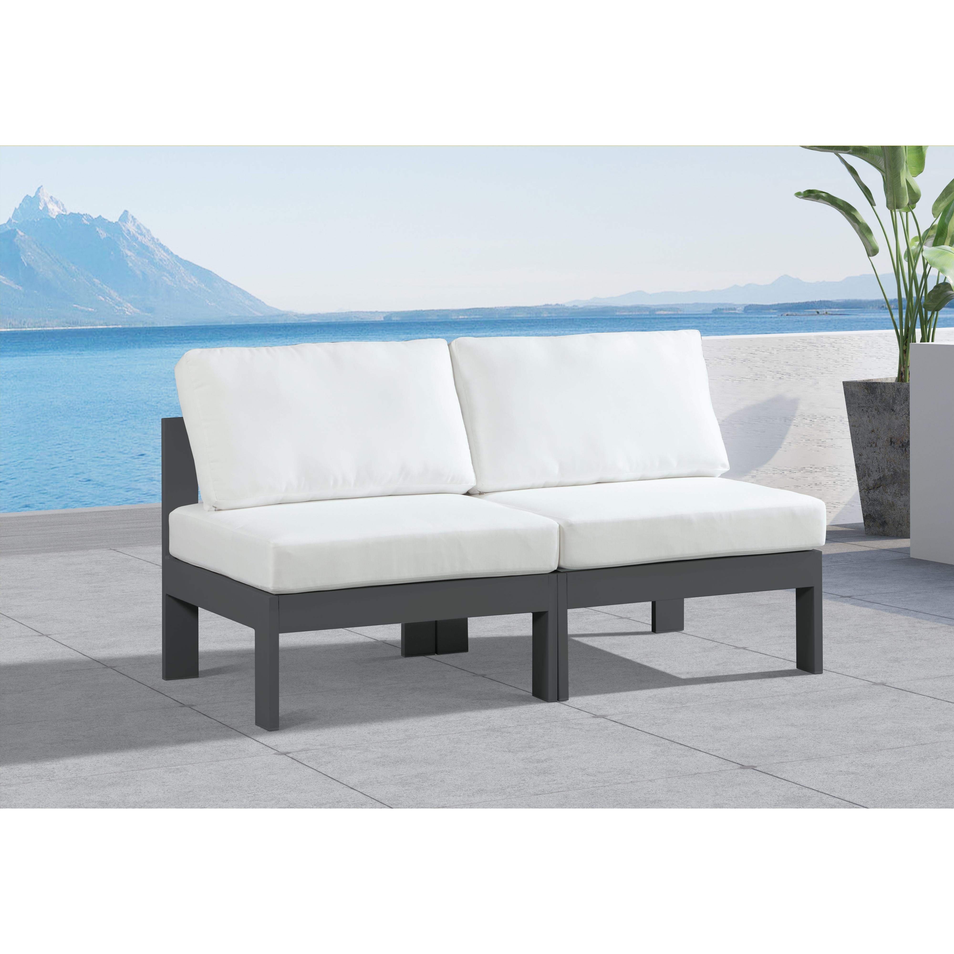 Meridian Nizuc White Water Resistant Fabric Outdoor Patio Modular Sofa