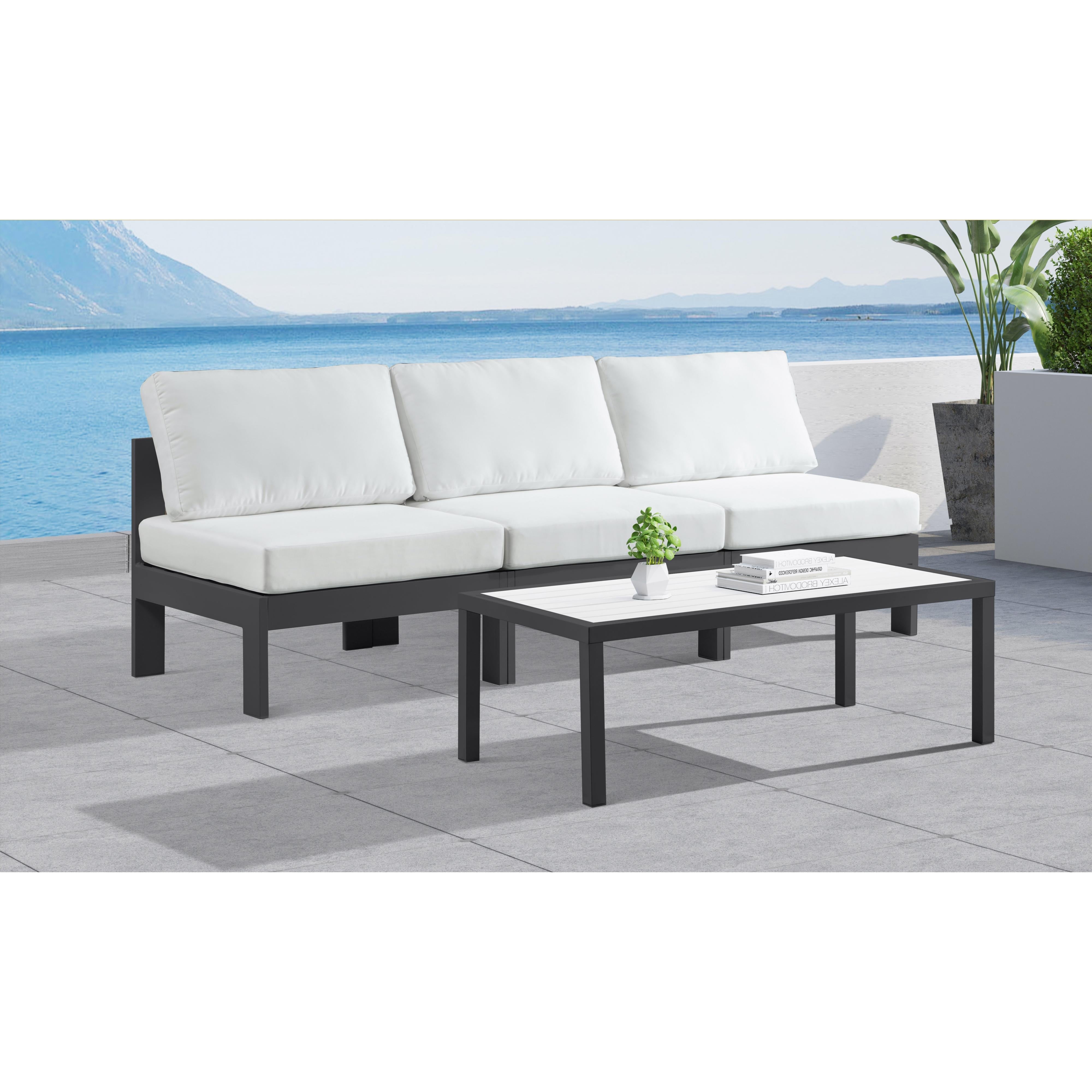 Meridian Nizuc White Water Resistant Fabric Outdoor Patio Modular Sofa