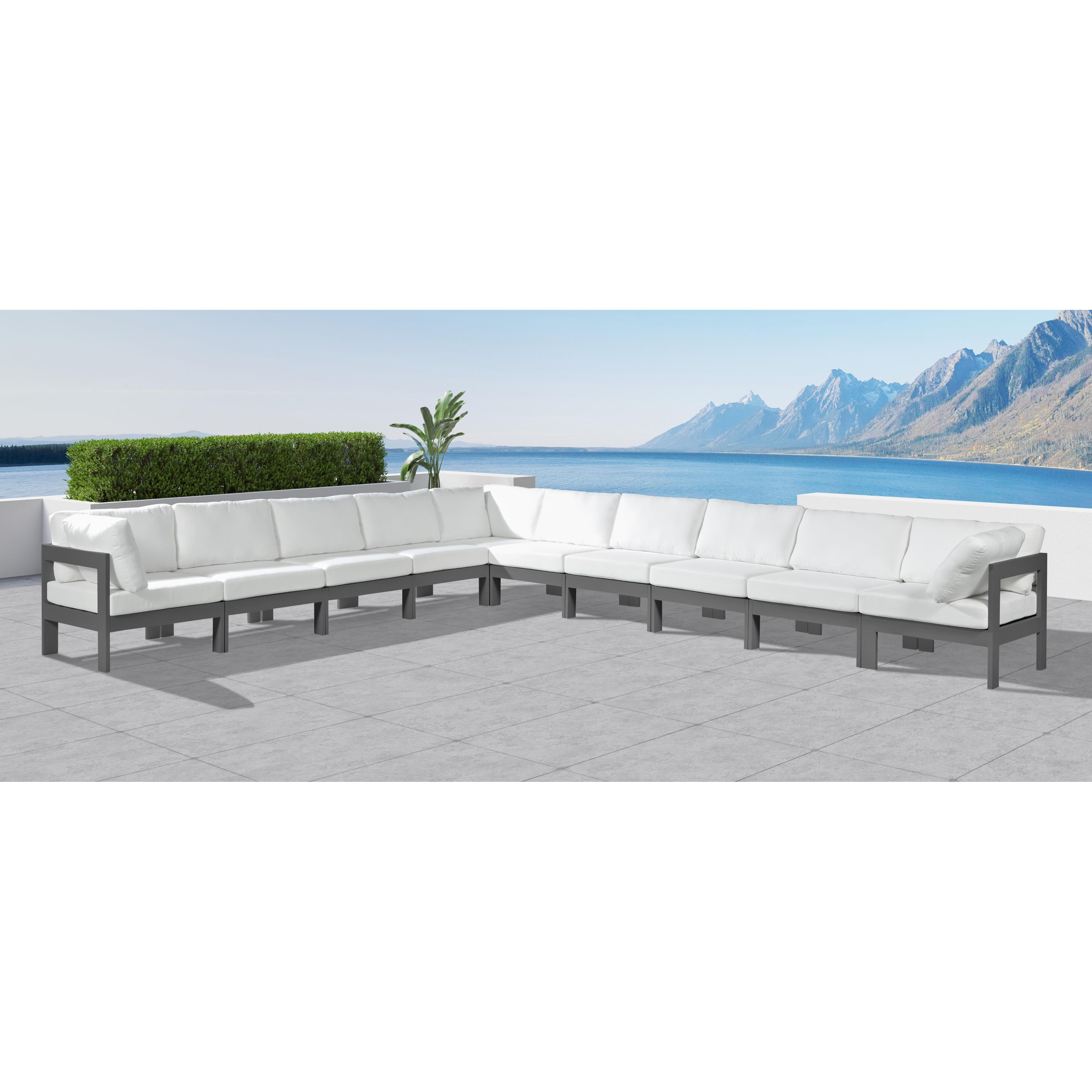 Meridian Nizuc White Water Resistant Fabric Outdoor Patio Modular Sectional