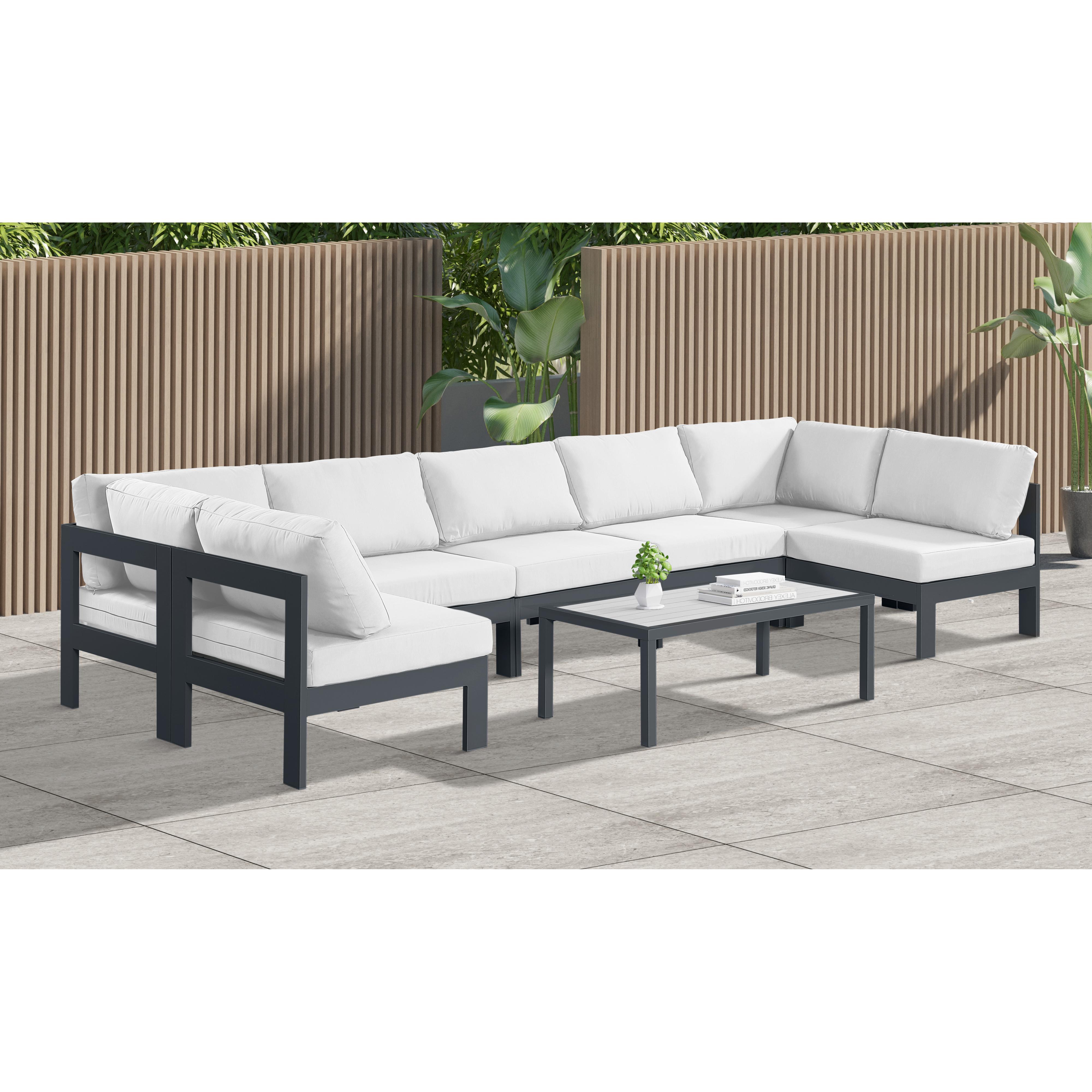 Meridian Nizuc White Water Resistant Fabric Outdoor Patio Modular Sectional