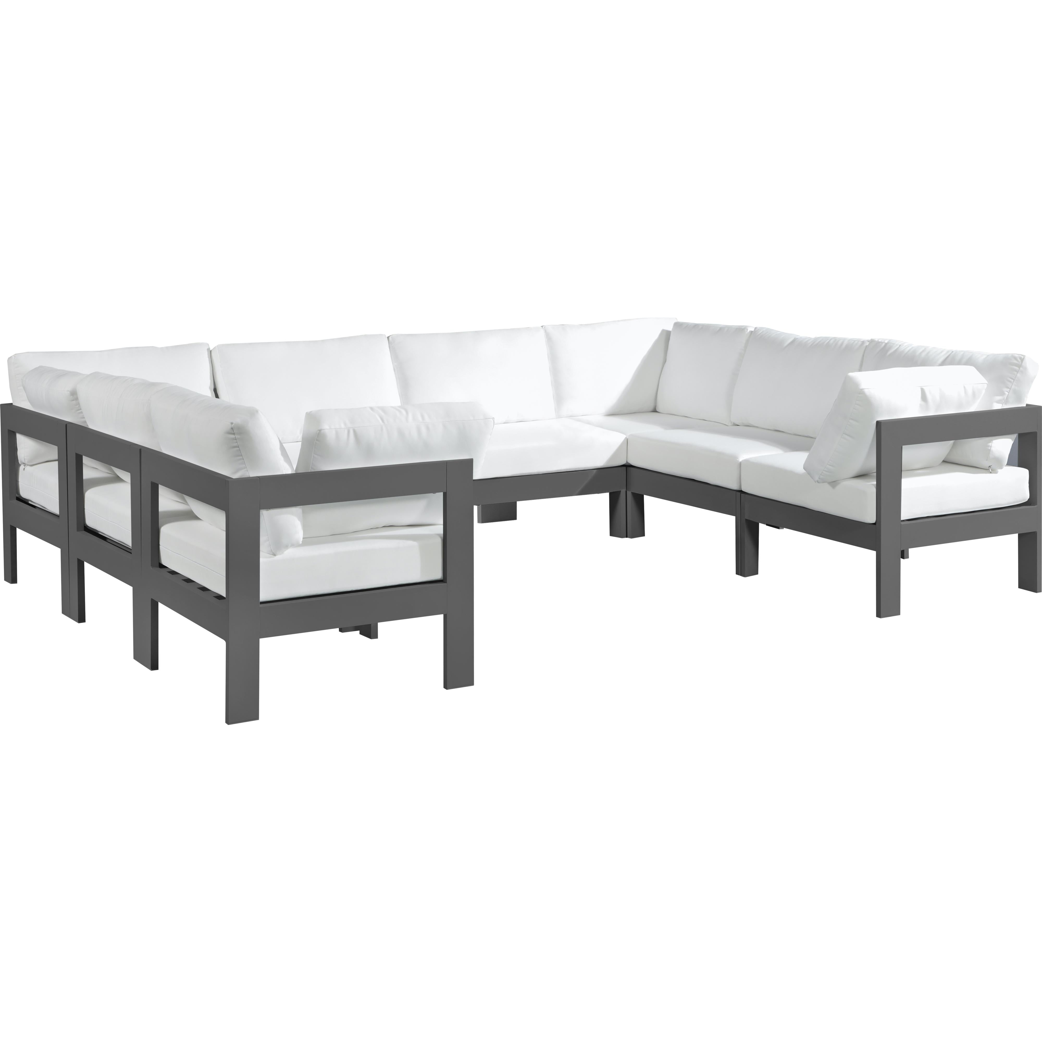 Meridian Nizuc White Water Resistant Fabric Outdoor Patio Modular Sectional