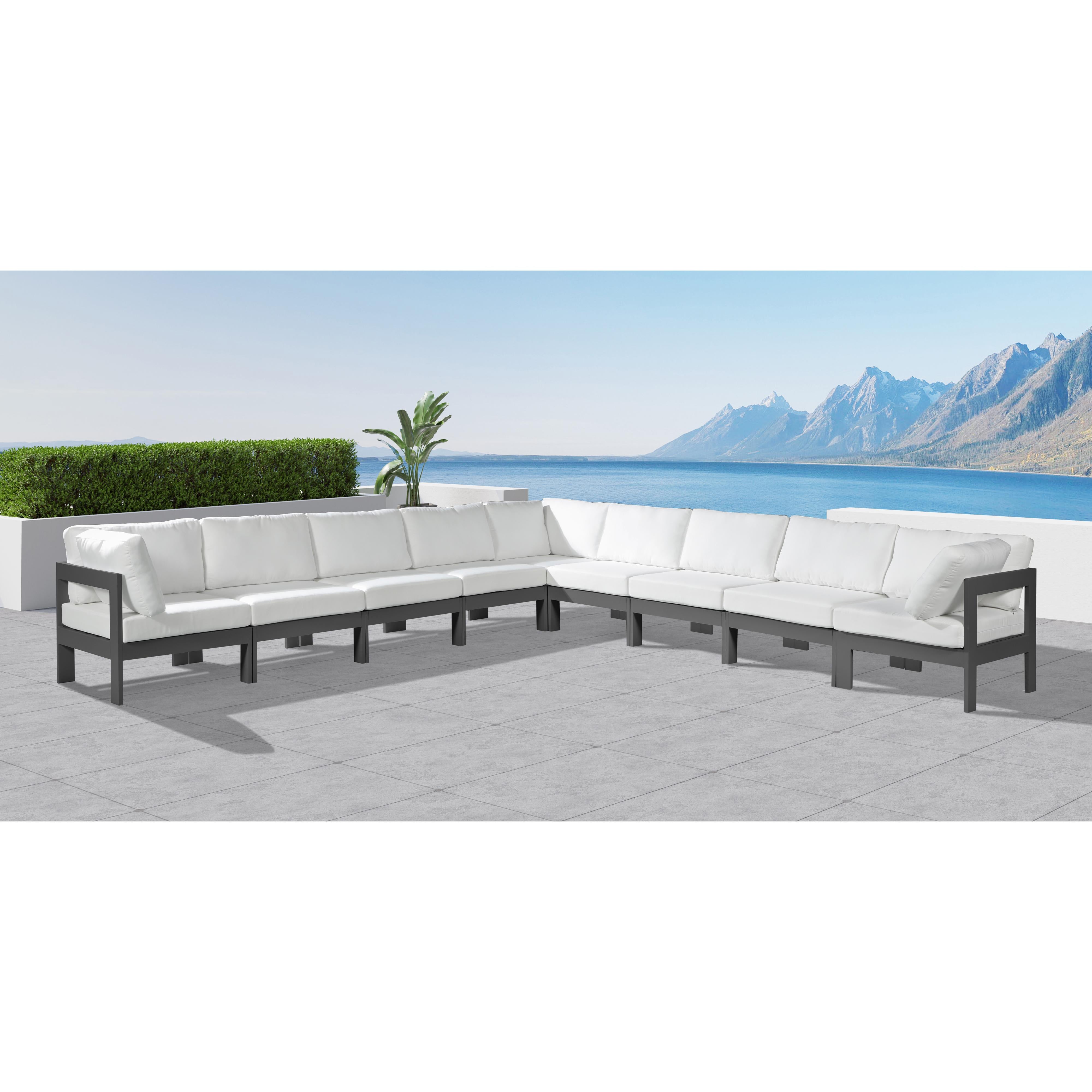 Meridian Nizuc White Water Resistant Fabric Outdoor Patio Modular Sectional