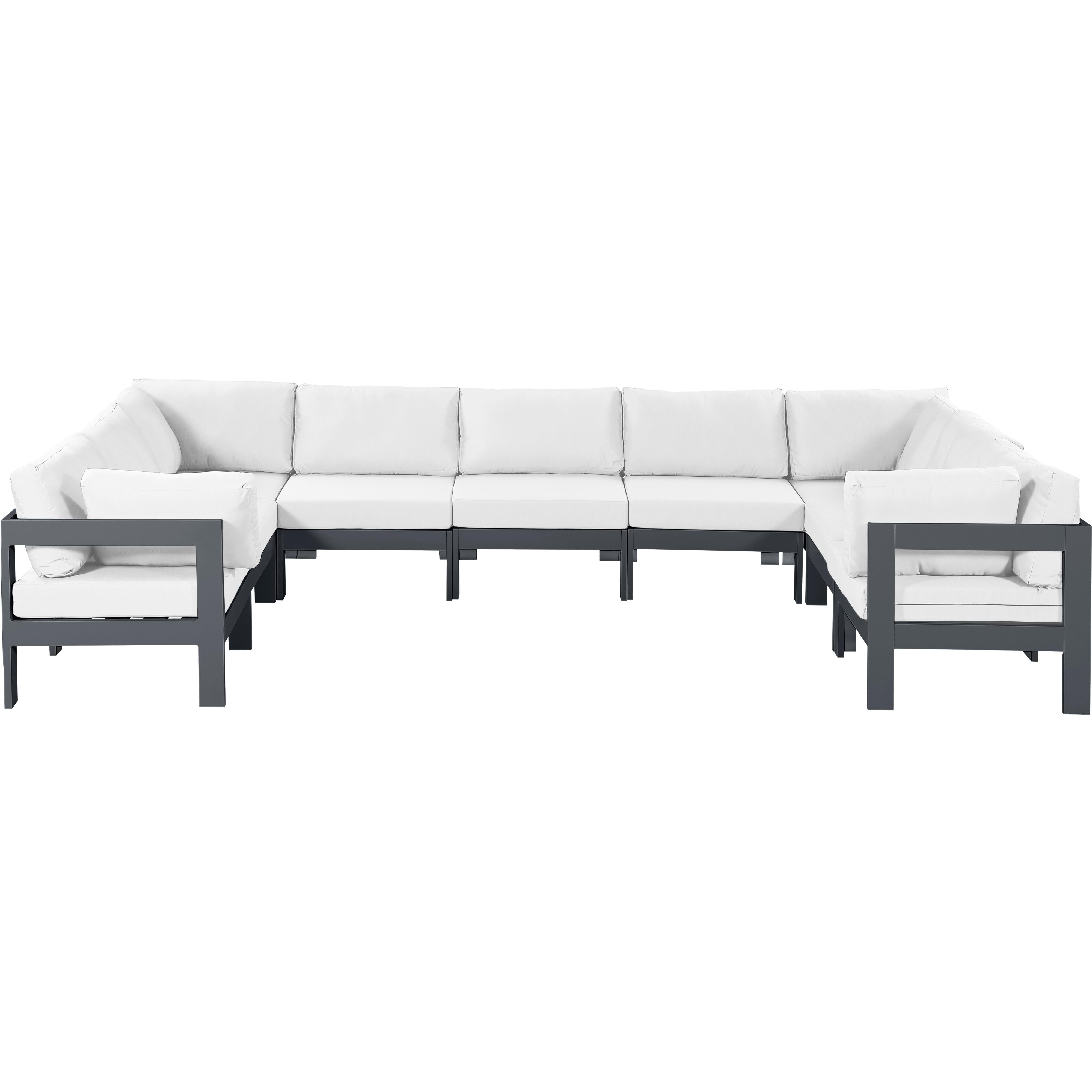 Meridian Nizuc White Water Resistant Fabric Outdoor Patio Modular Sectional