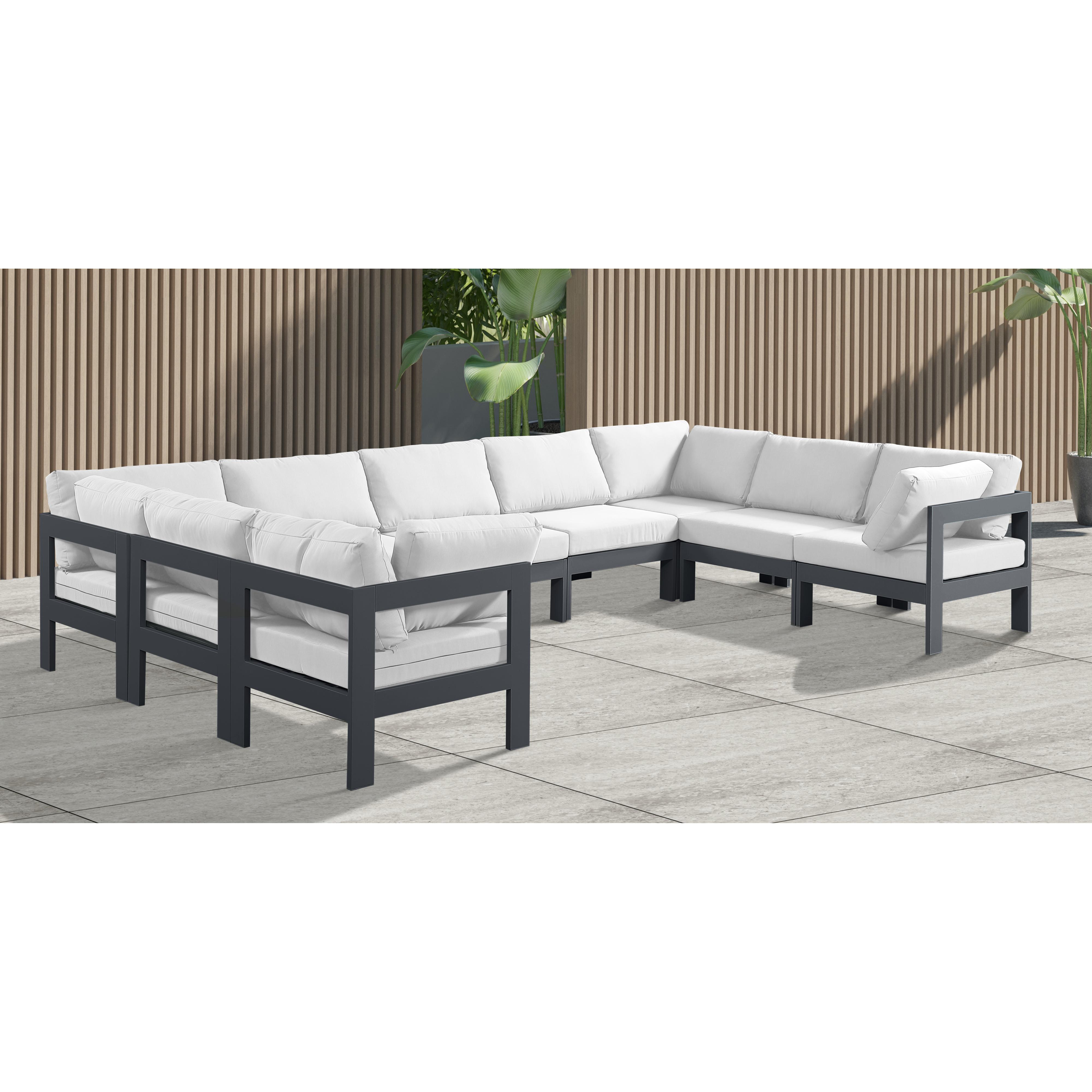 Meridian Nizuc White Water Resistant Fabric Outdoor Patio Modular Sectional