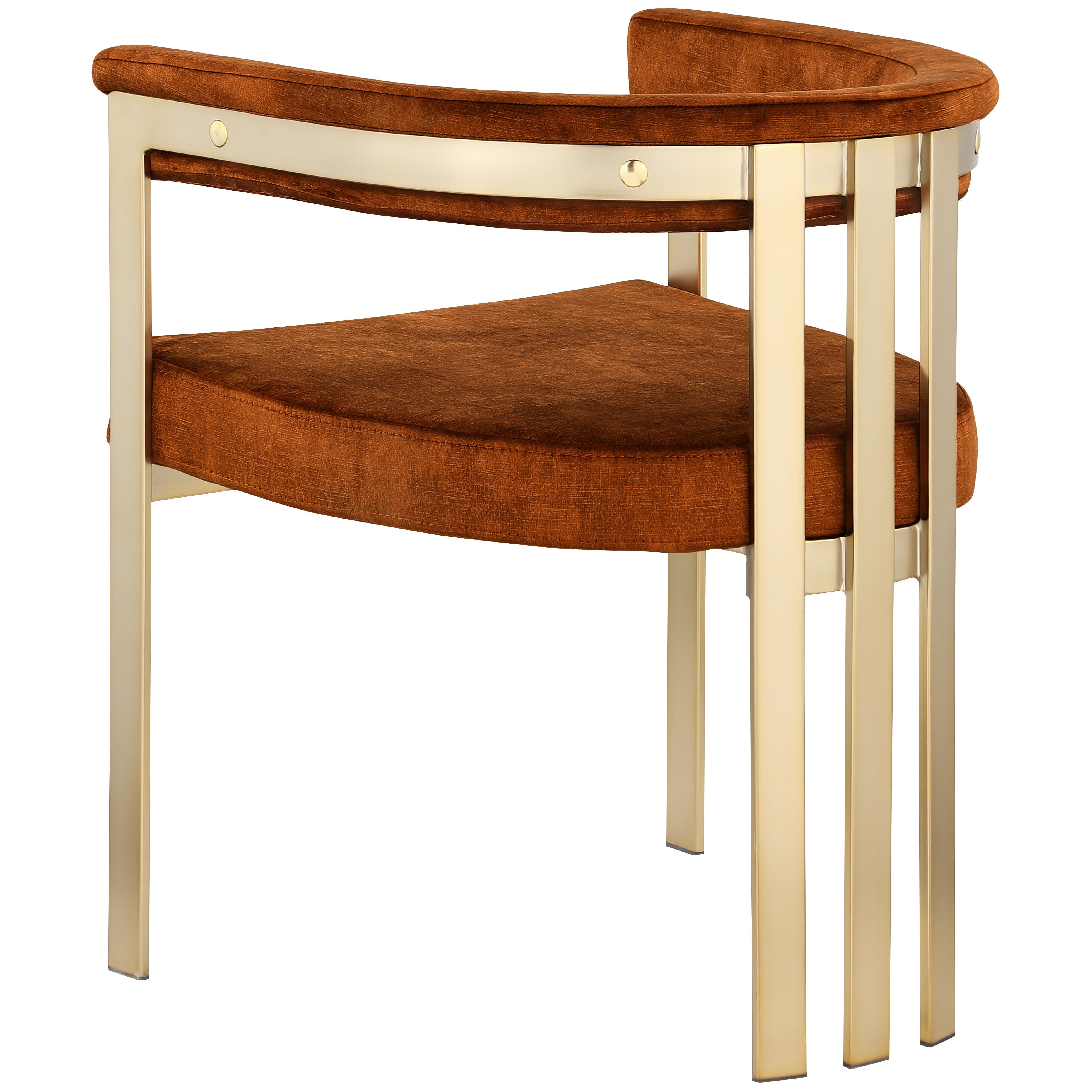 Meridian Marcello Cognac Velvet Dining Chair