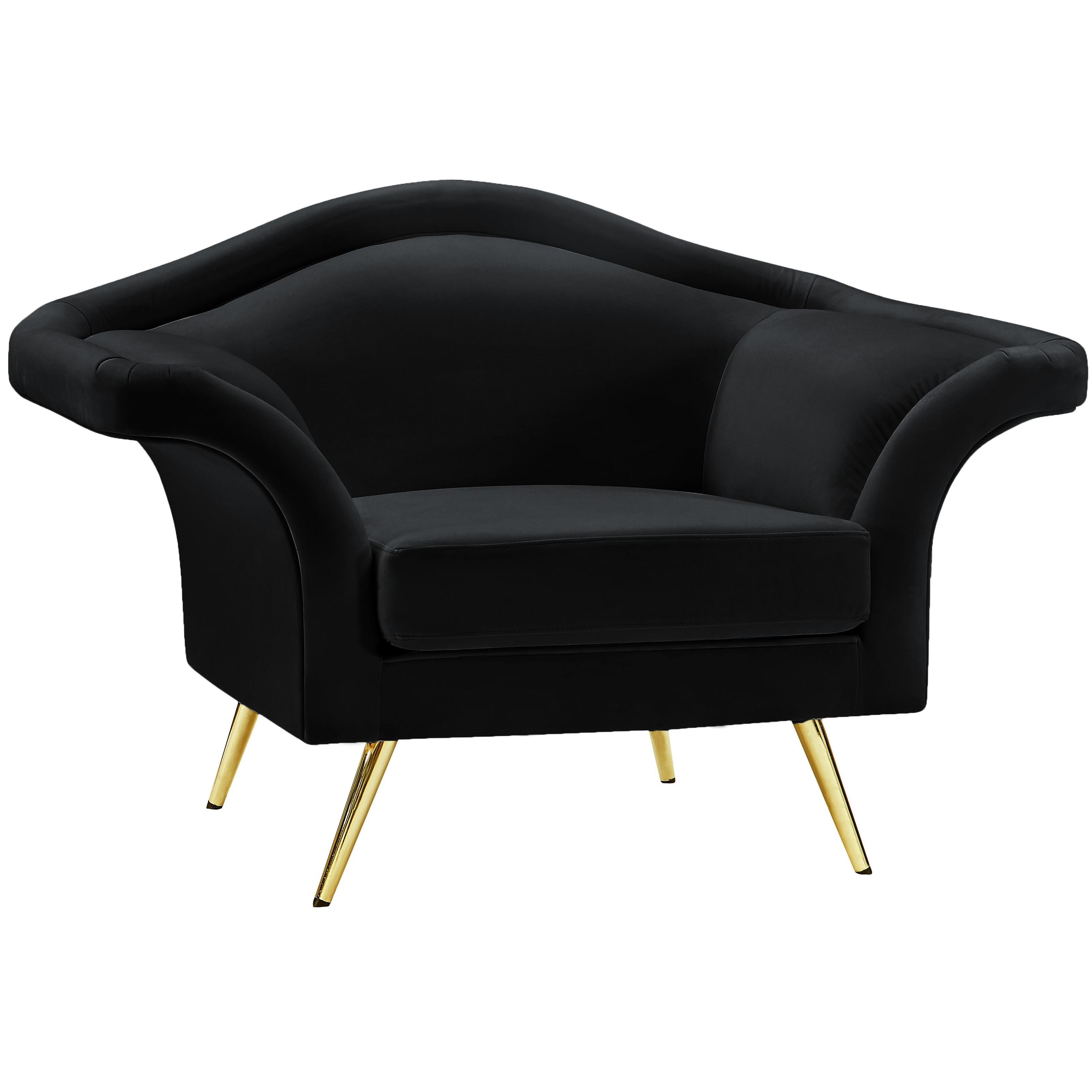 Meridian Lips Black Velvet Chair