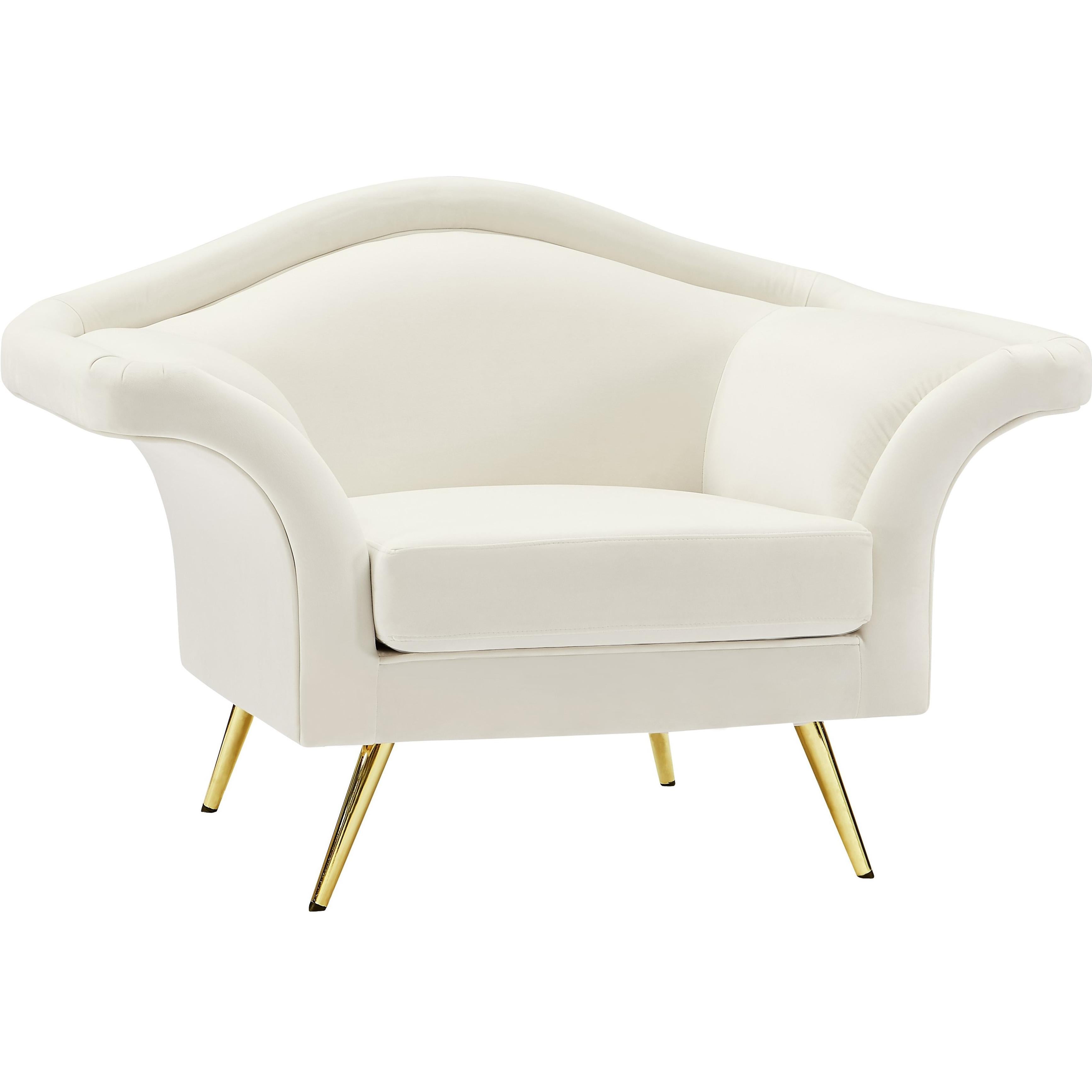 Meridian Lips Cream Velvet Chair