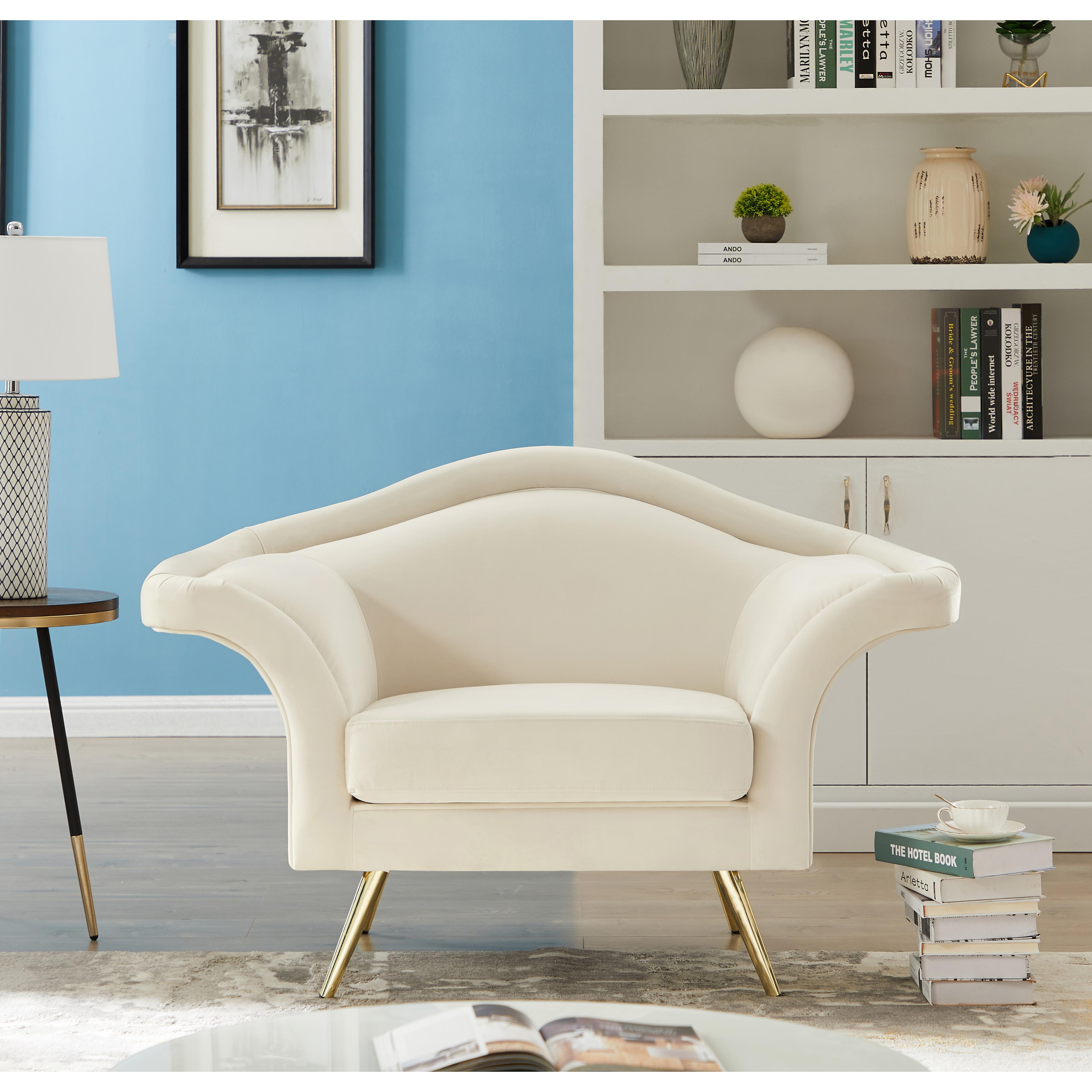 Meridian Lips Cream Velvet Chair