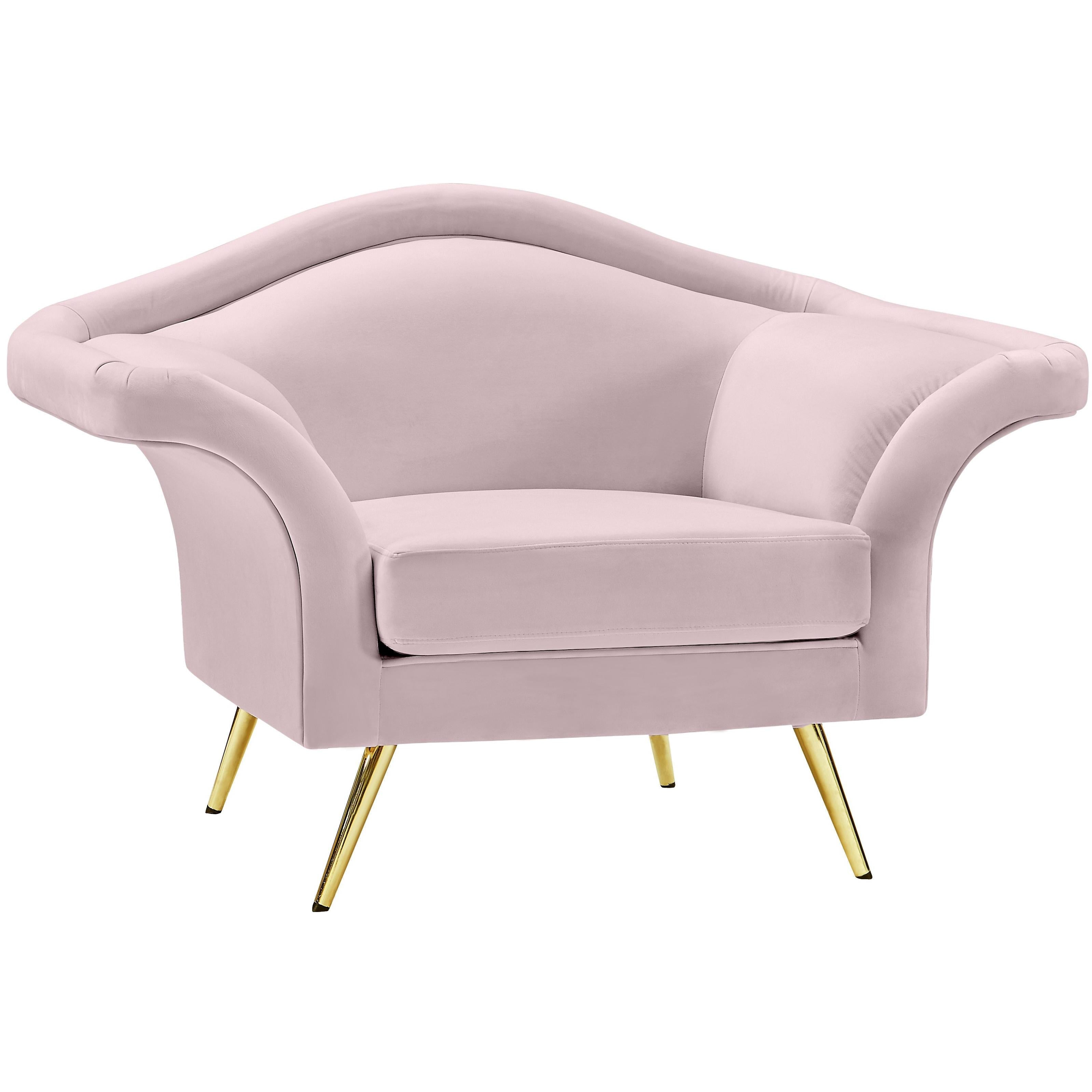 Meridian Lips Pink Velvet Chair
