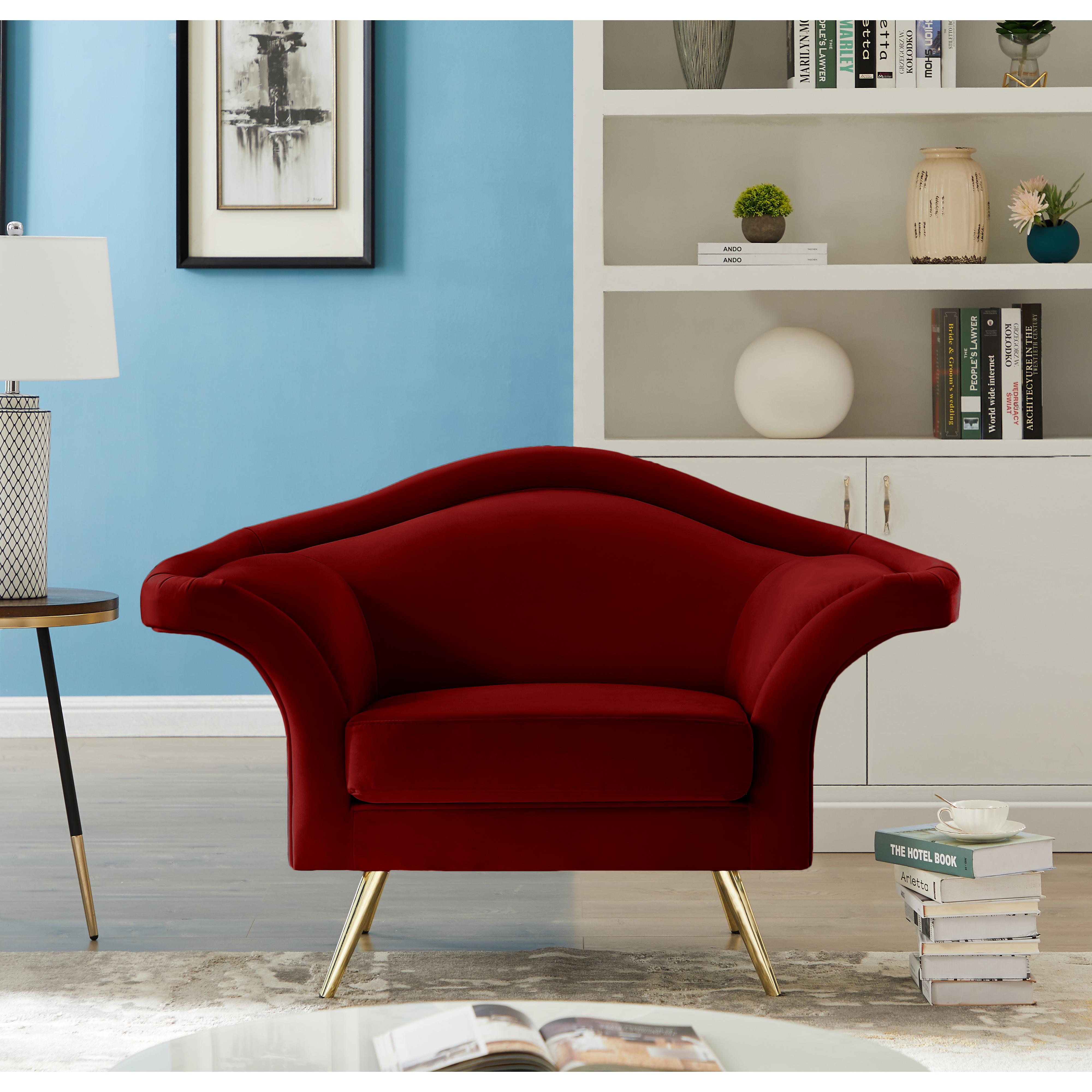 Meridian Lips Red Velvet Chair