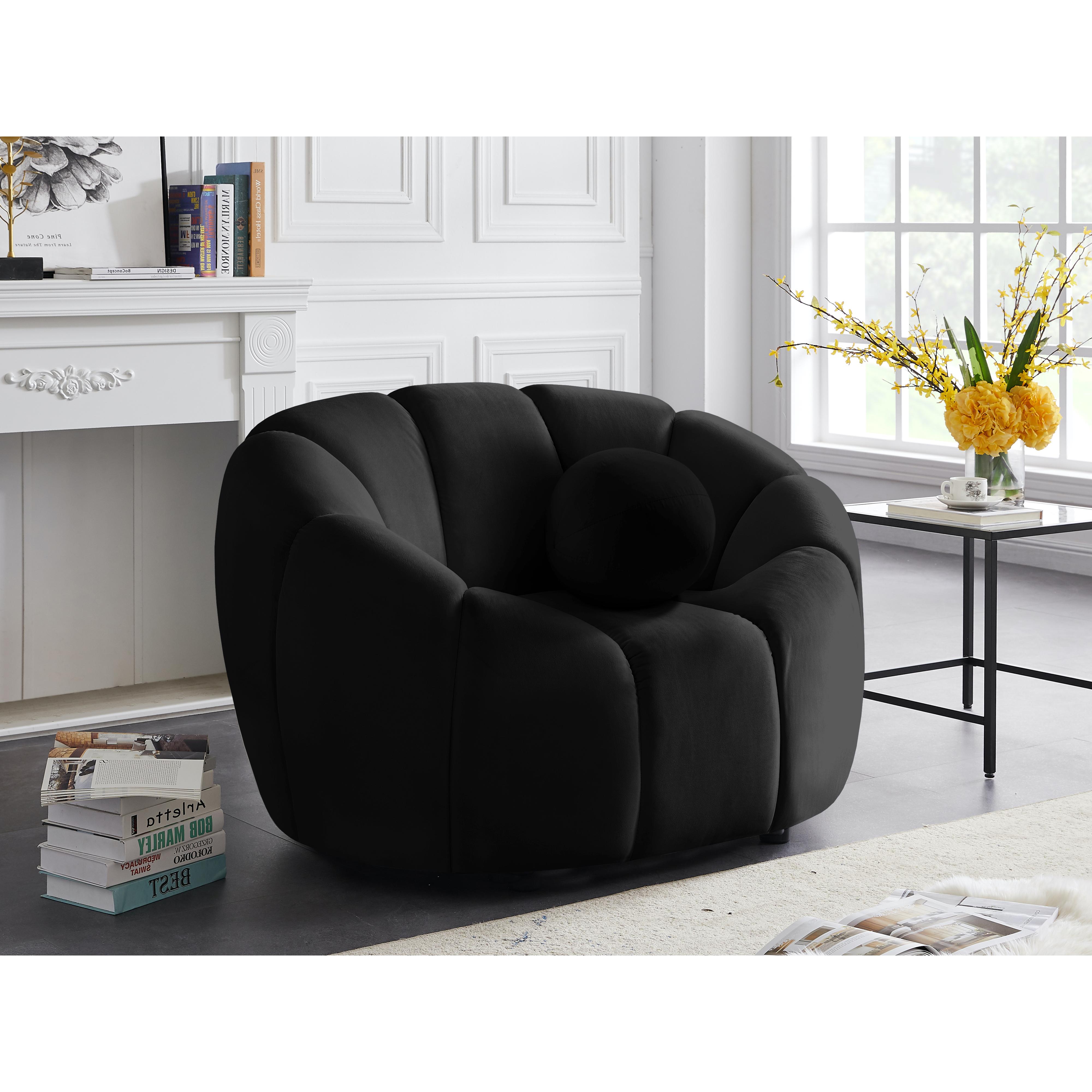 Meridian Elijah Black Velvet Chair