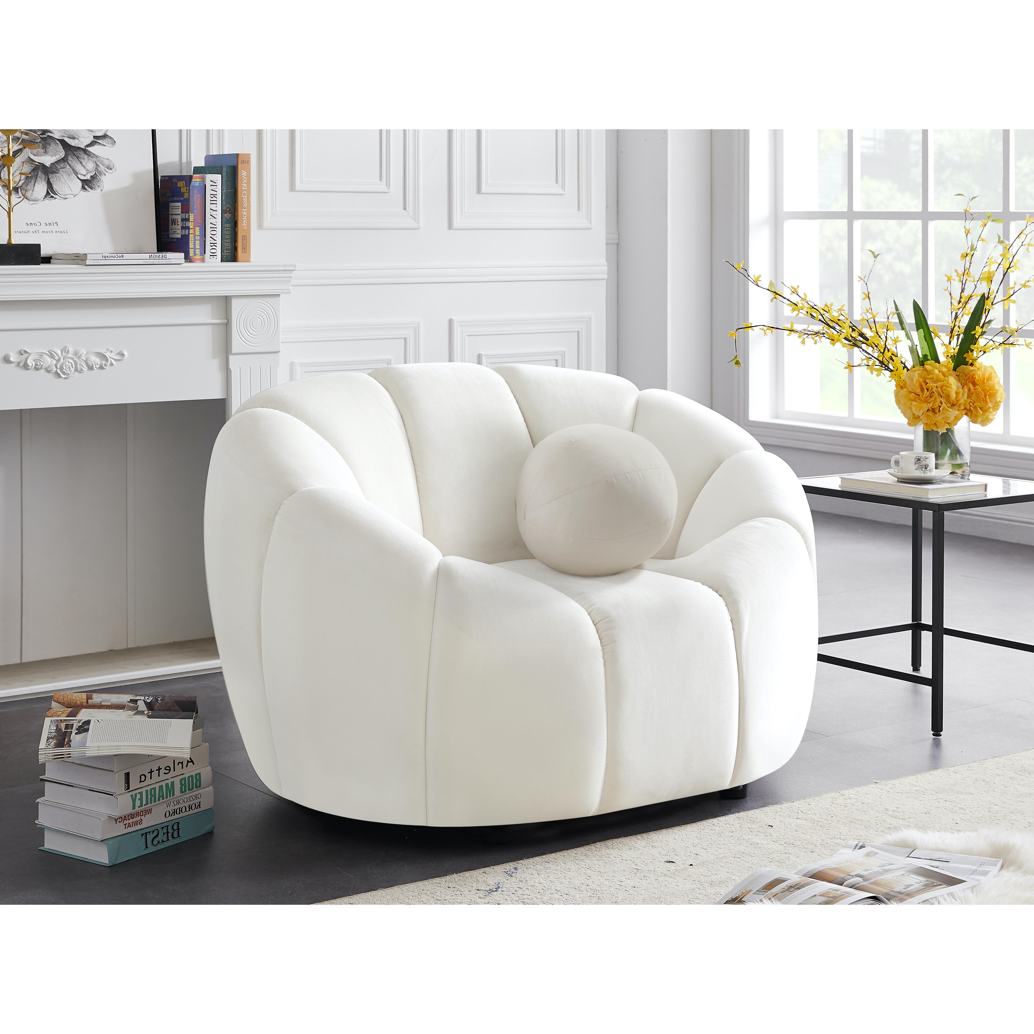 Meridian Elijah Cream Velvet Chair