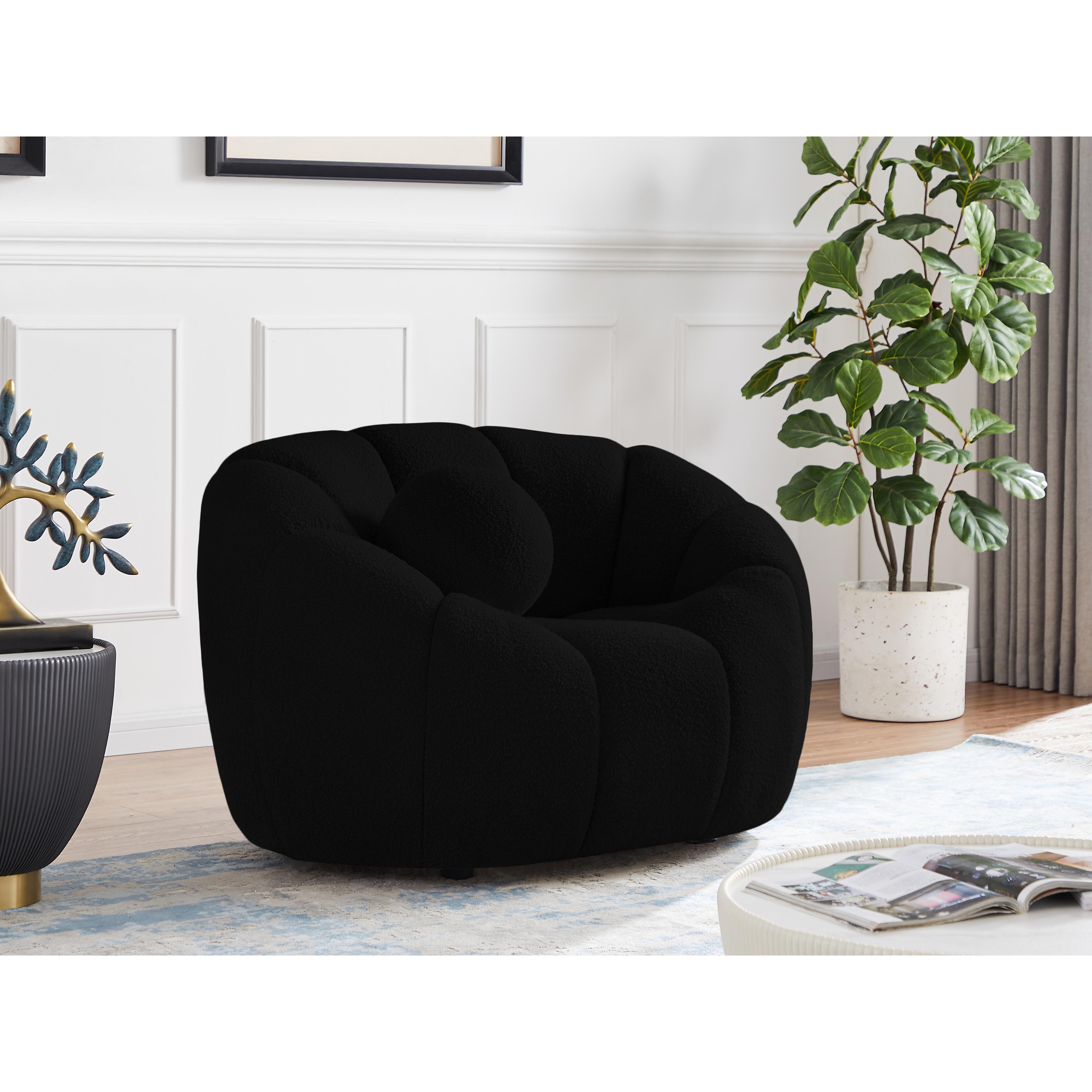 Meridian Elijah Black Boucle Fabric Chair