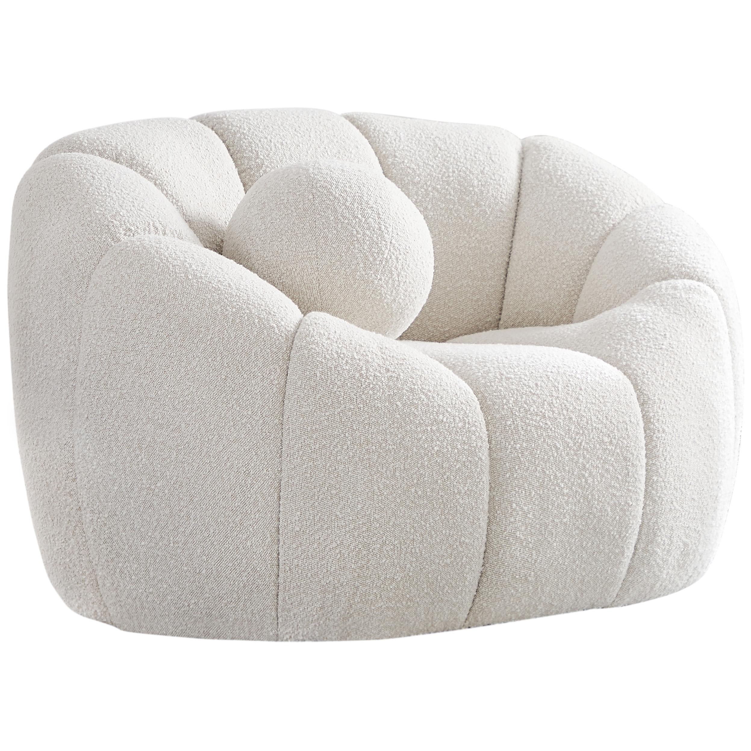 Meridian Elijah Cream Boucle Fabric Chair