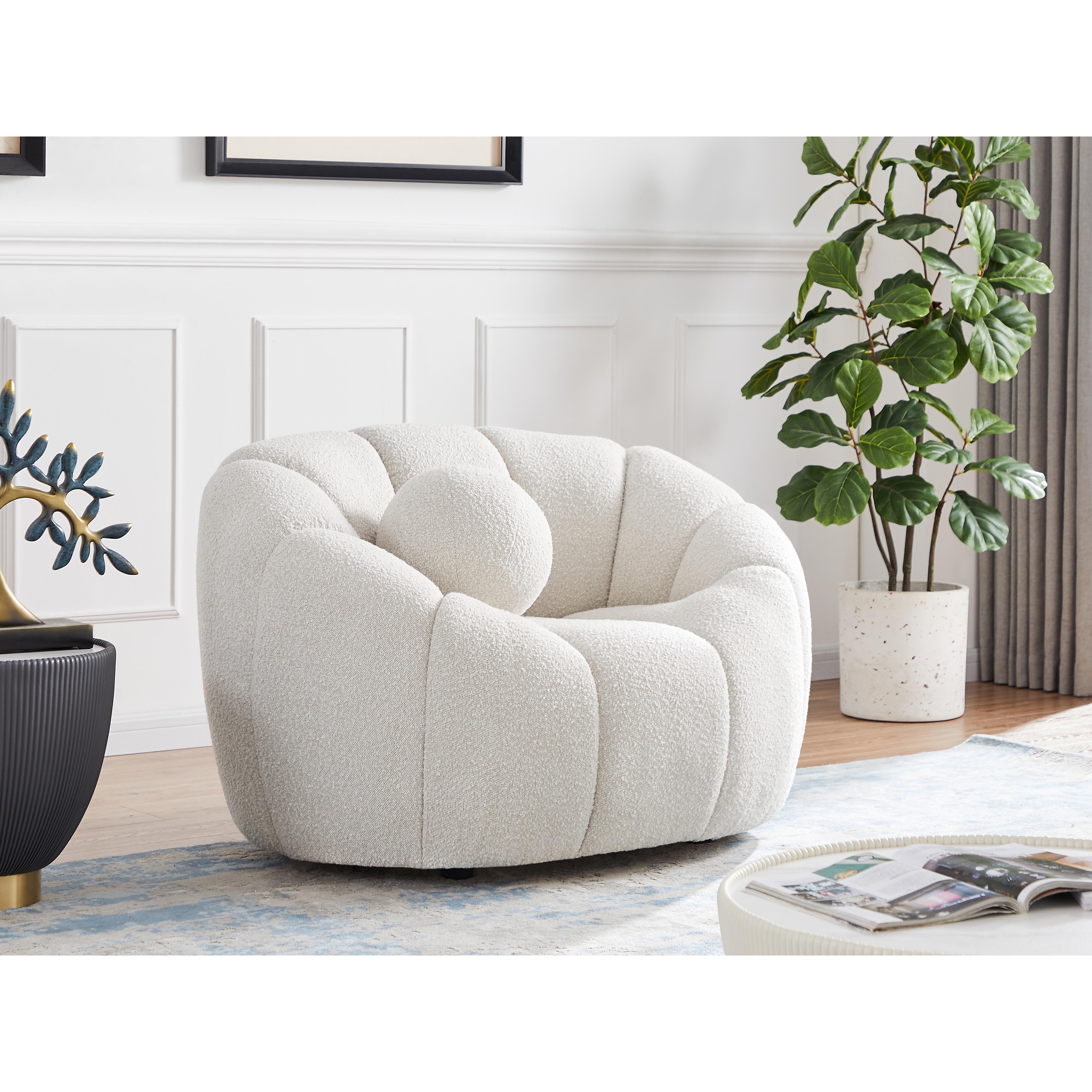 Meridian Elijah Cream Boucle Fabric Chair